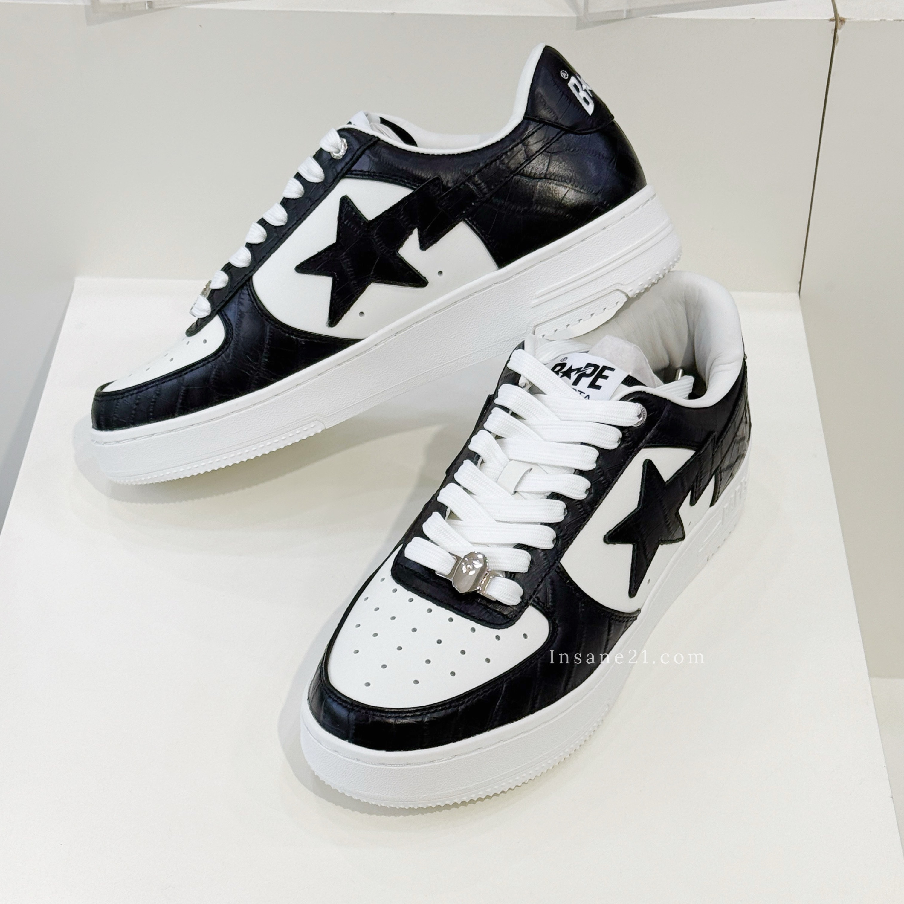 A BATHING APE BAPE STA 黑白 鱷魚紋 猿人頭 板鞋 男鞋 1K80191303