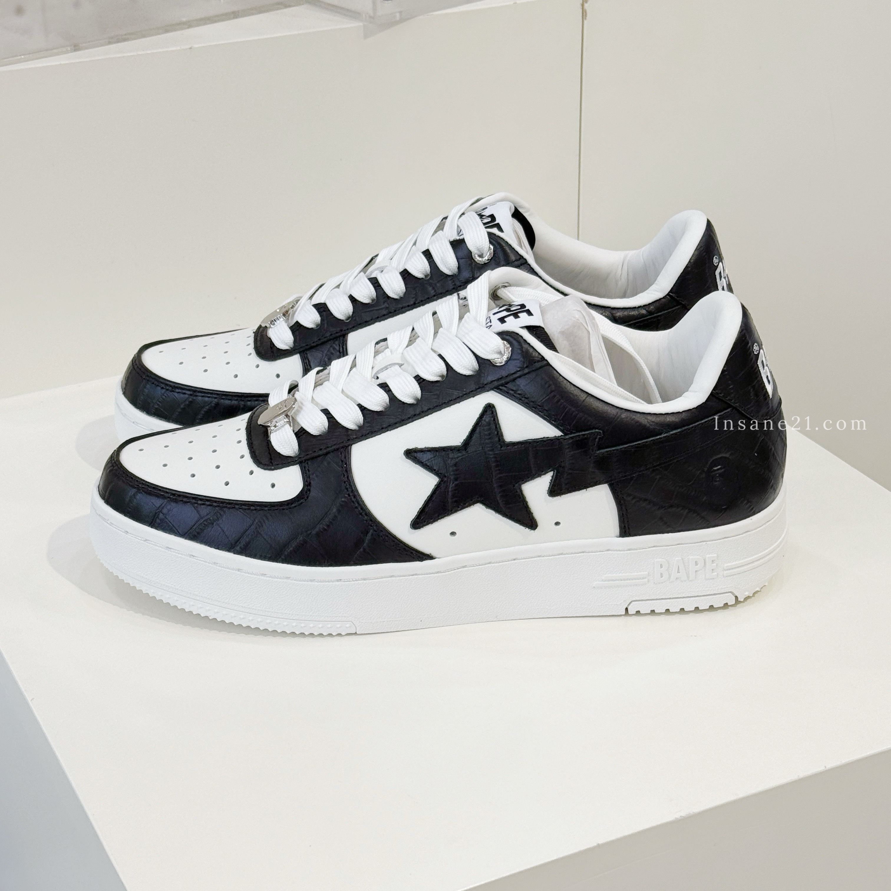 A BATHING APE BAPE STA 黑白 鱷魚紋 猿人頭 板鞋 男鞋 1K80191303