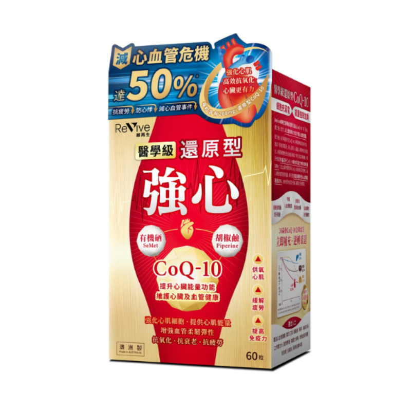 萬寧版 Revive維再生 醫學級還原型強心CoQ-10 60粒｜心臟及細胞能量｜輔酶Q10｜成年人