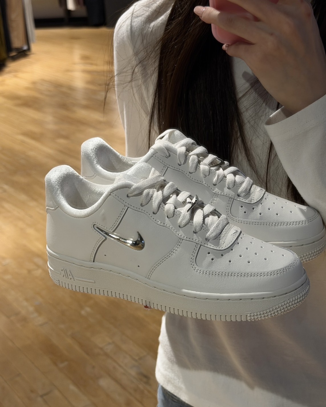 NIKE AIR FORCE 1 '07 立體 液態銀 金屬 小銀鉤