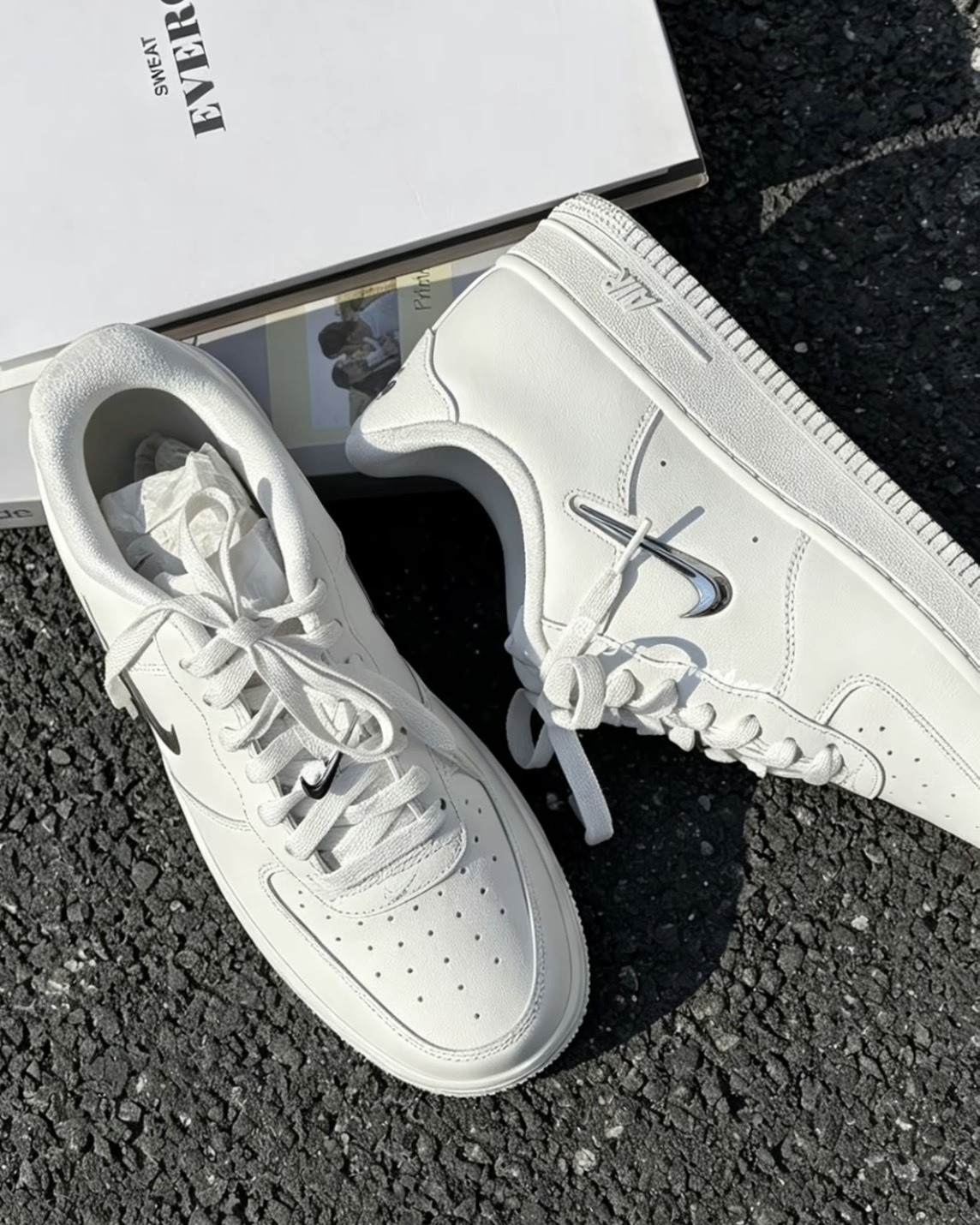 NIKE AIR FORCE 1 '07 立體 液態銀 金屬 小銀鉤