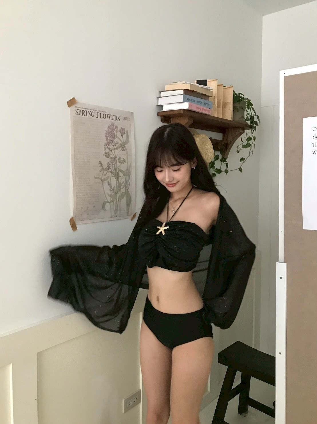 心動不只一次 海星掛脖+紗裙 帶細閃三件套✨ 黑色