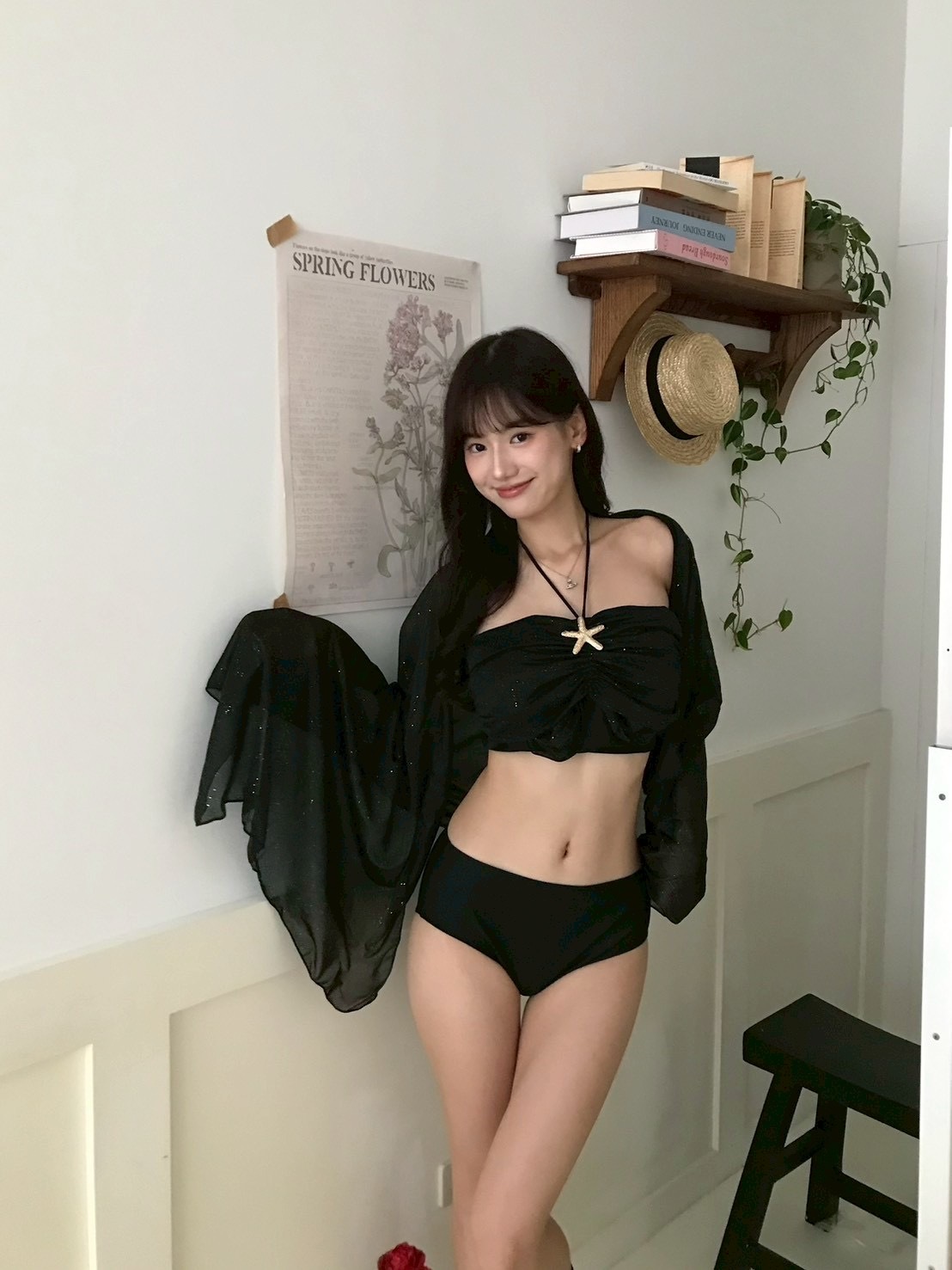 心動不只一次 海星掛脖+紗裙 帶細閃三件套✨ 黑色