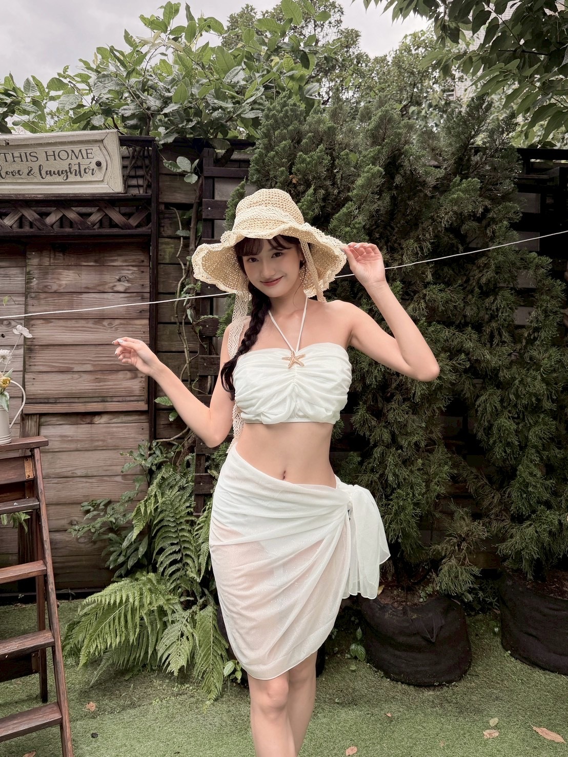 心動不只一次 海星掛脖+紗裙 帶細閃三件套✨ 白色
