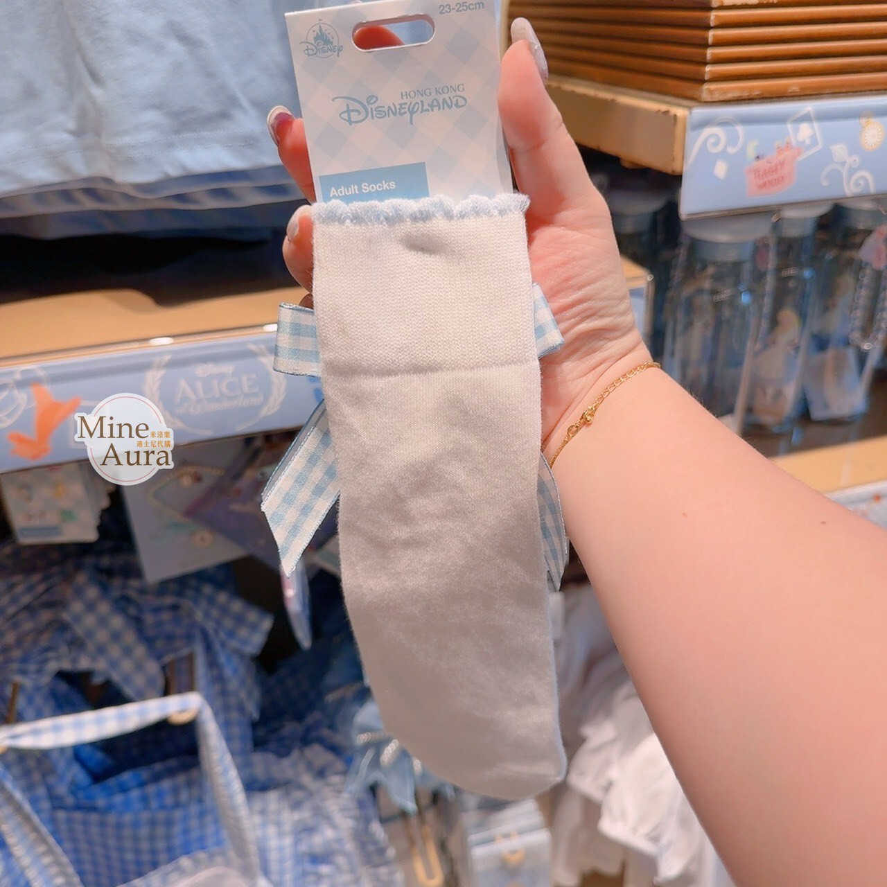 75周年限定 愛麗絲 Alice 蝴蝶結造型 成人襪 襪子 愛麗絲夢遊仙境 Alice in Wonderland -香港迪士尼樂園