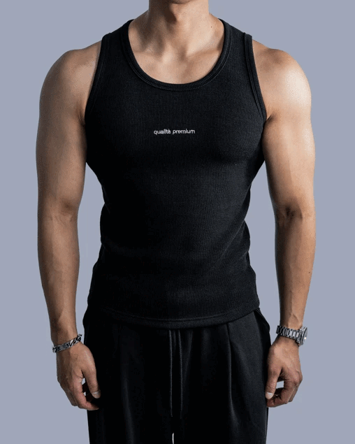 Embroidered muscle sleeveless top