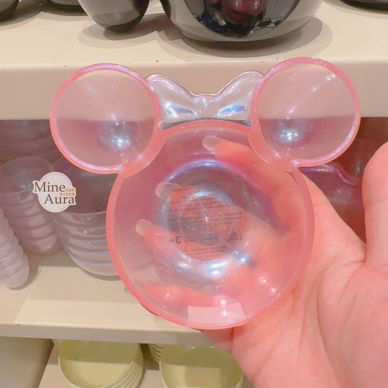 米妮 Minnie 米奇頭 閃粉透明 造型 小款 餐盤 -香港迪士尼樂園