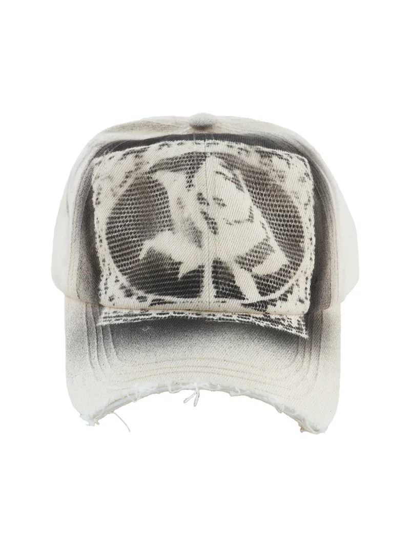 Enclave｜Lace-Looked Spray Print "Cut-Off" Cap (White)