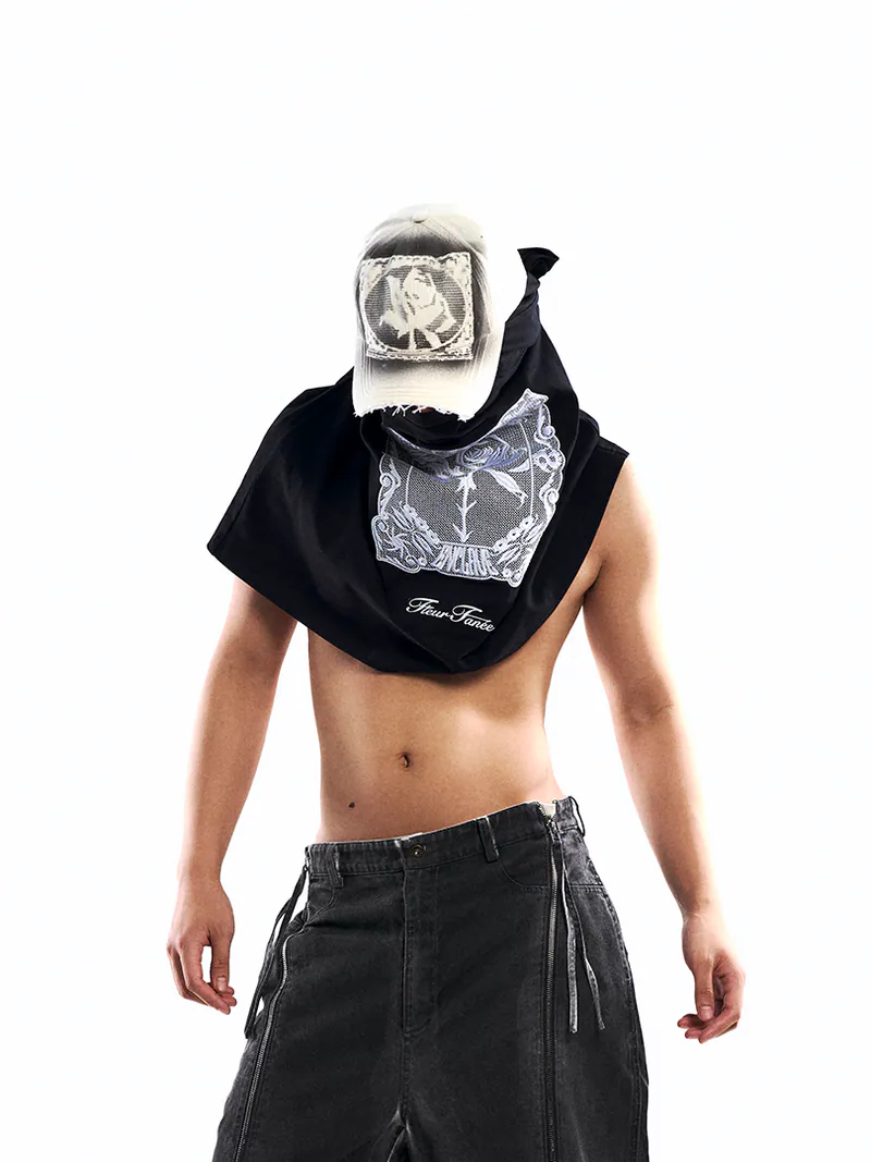 Enclave｜Lace-Looked Spray Print "Cut-Off" Cap (White)