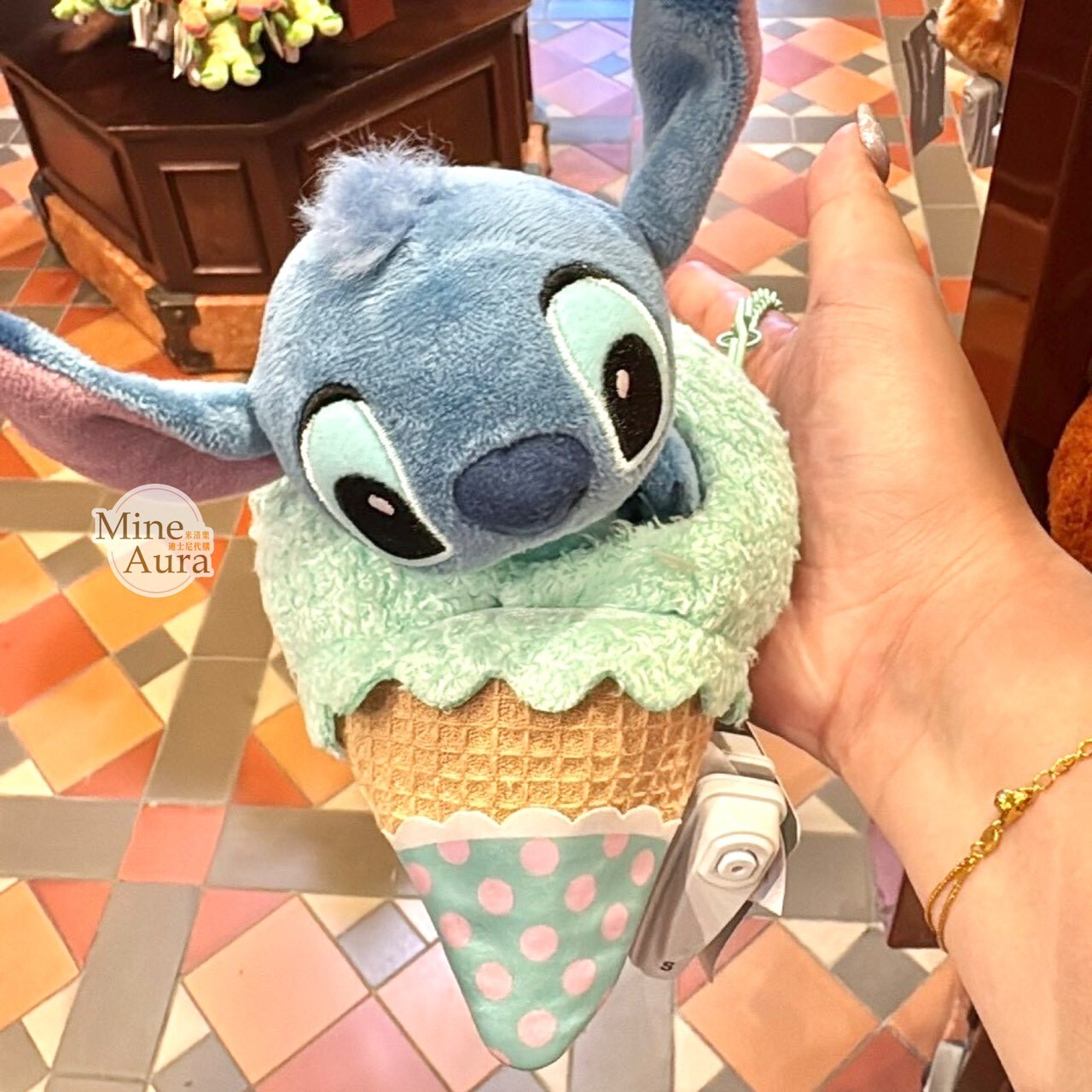 史迪奇 Stitch 冰淇淋 甜筒 造型 絨毛 吊飾 掛飾 星際寶貝 Lilo & Stitch -香港迪士尼樂園