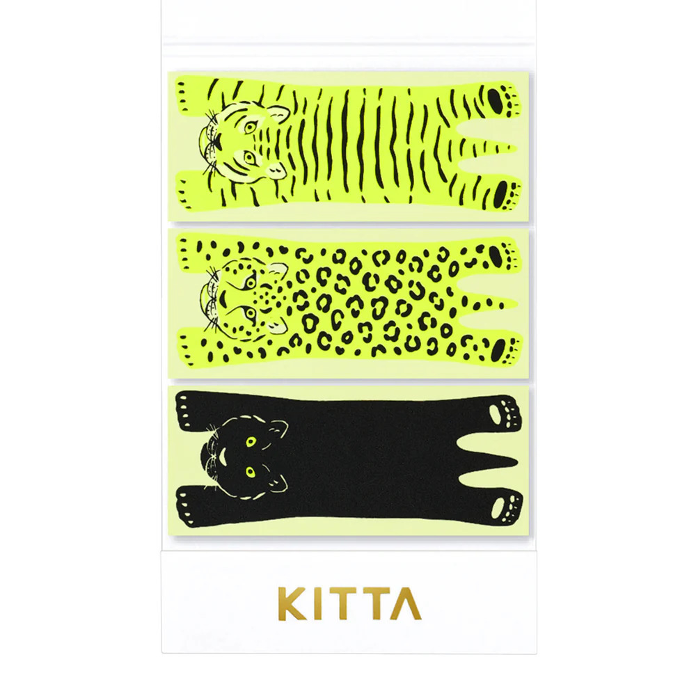 KITTA 隨身攜帶和紙膠帶 螢光色 貓科動物 ｜KING JIM 日本