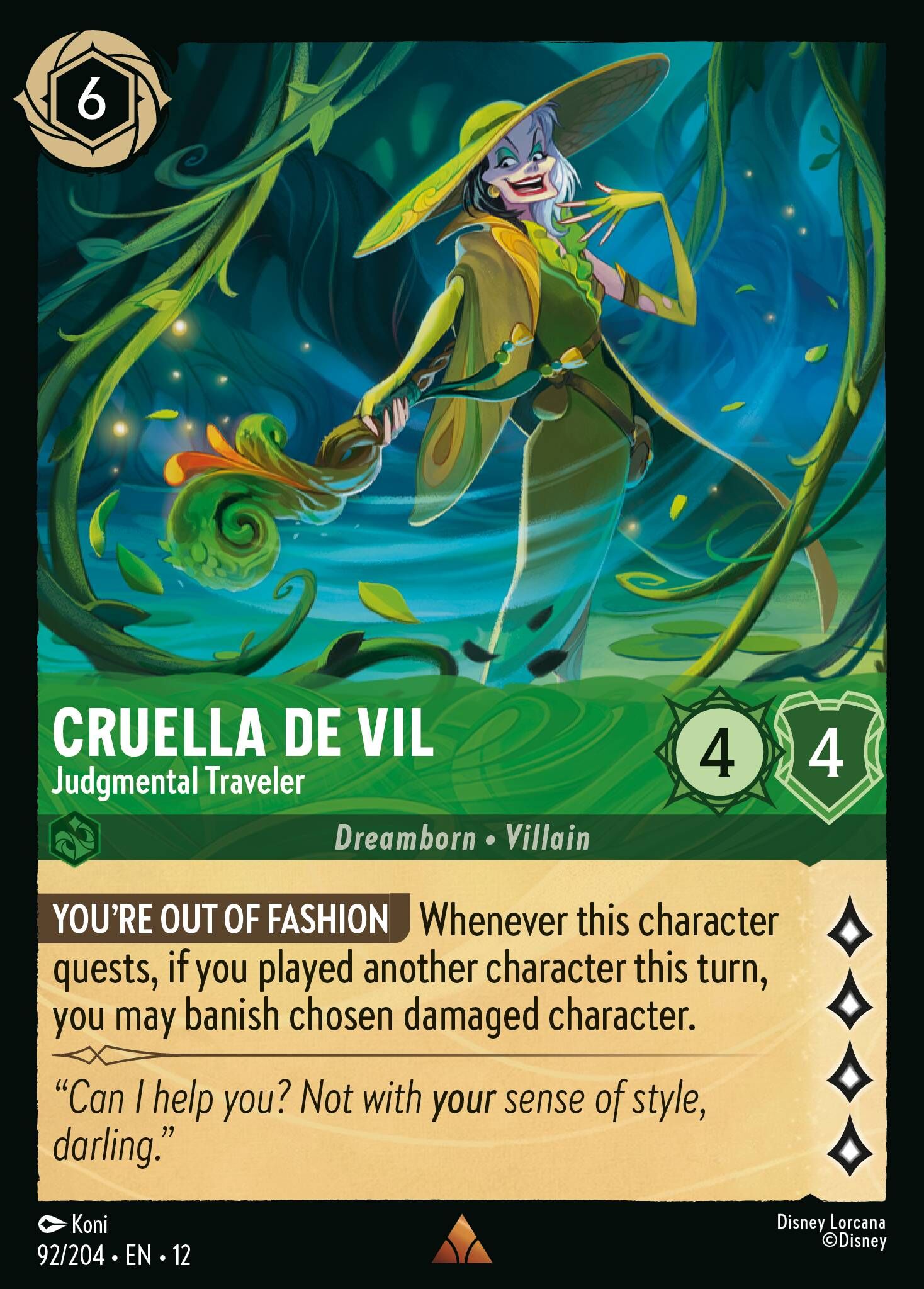 Wilds Unknown - 92/204 Cruella De Vil - Judgmental Traveler (Foil) R