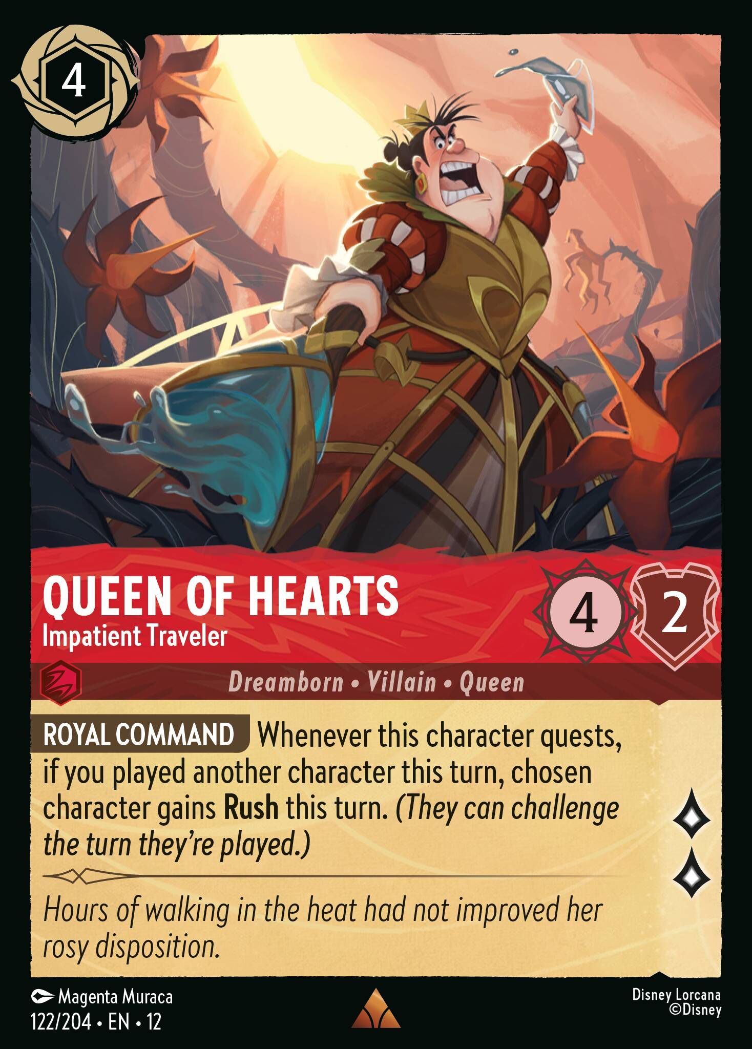 Wilds Unknown - 122/204 Queen of Hearts - Impatient Traveler (Foil) R