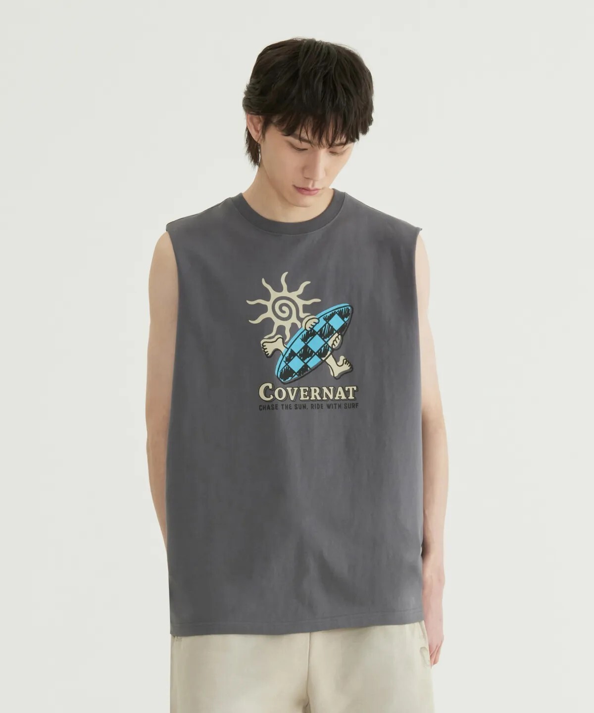 【OWN】Covernat 無袖 上衣 背心 2026 春夏 新品 休閒 圓領 衝浪 大LOGO 不分男女 炭灰 白色 深藍