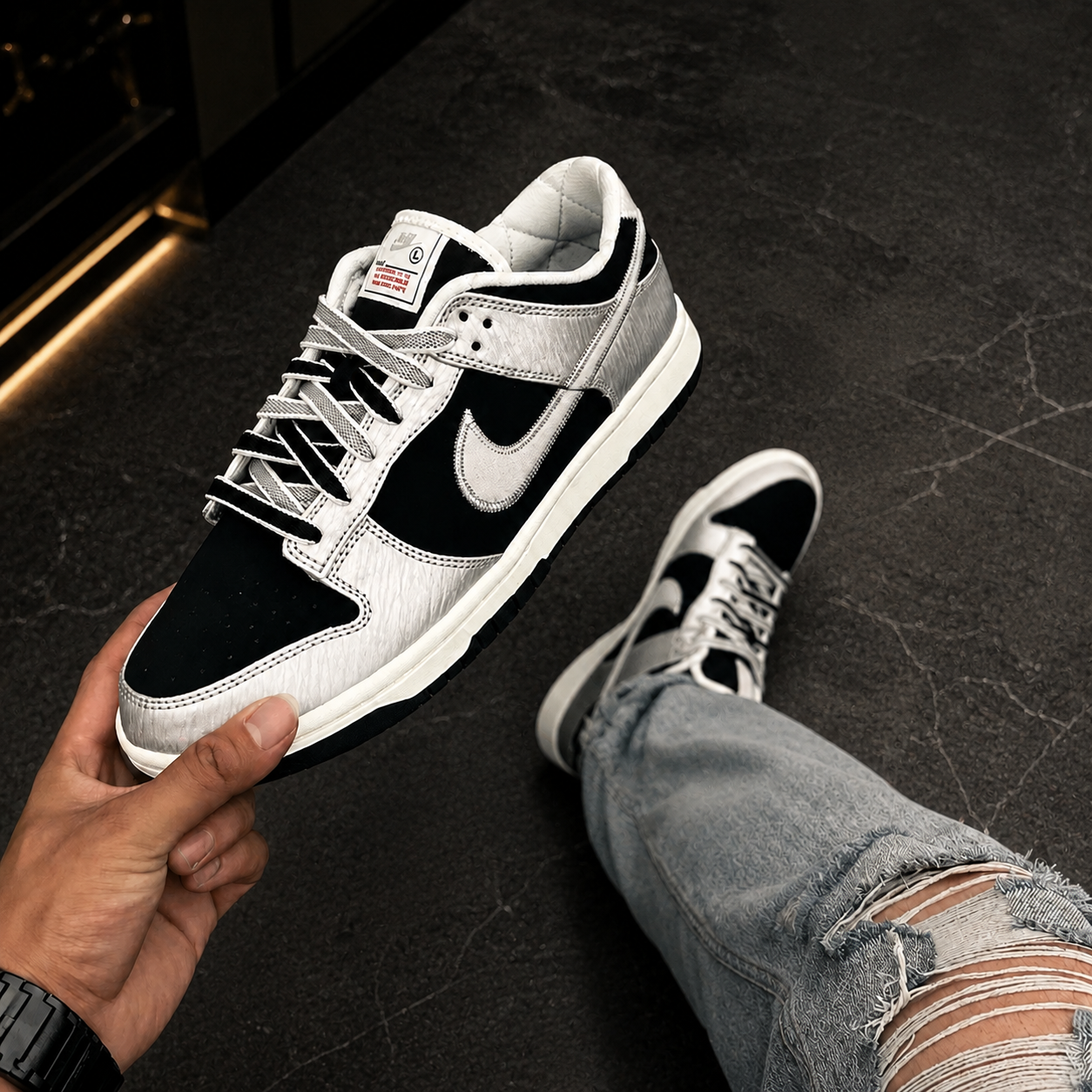 <國外限定>NIKE DUNK LOW 銀黑限定色 水波紋 男鞋 IM4413001 女大童IV5971001