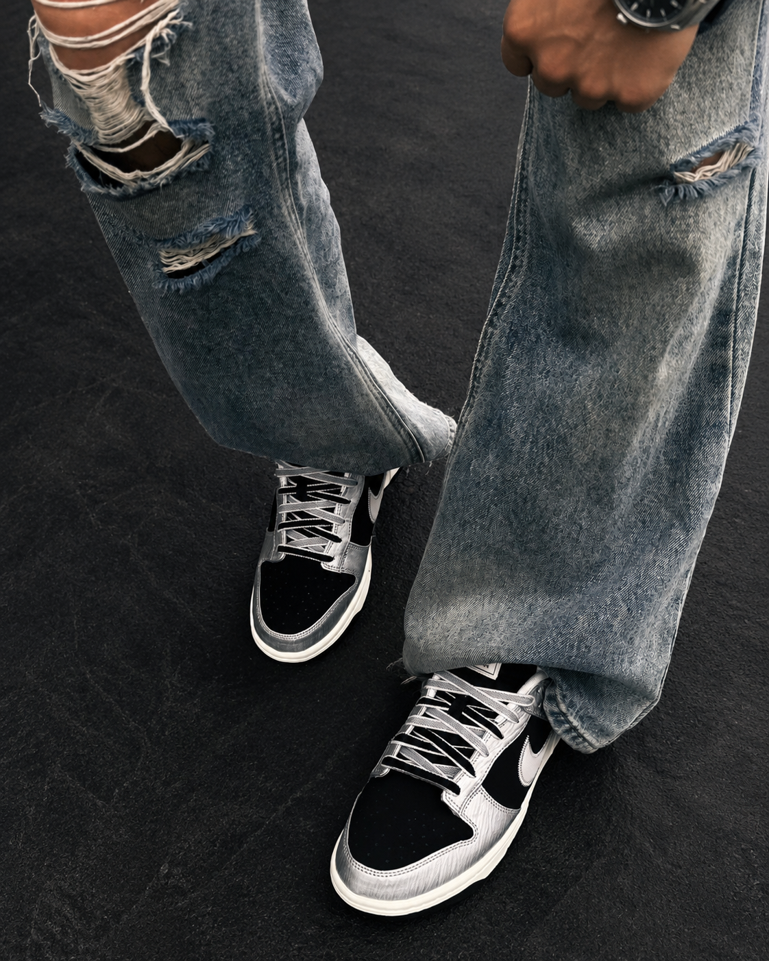 <國外限定>NIKE DUNK LOW 銀黑限定色 水波紋 男鞋 IM4413001 女大童IV5971001