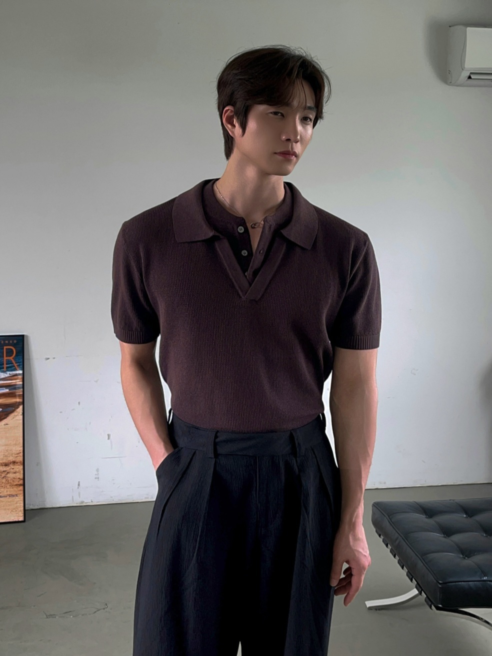 Point Layered Collar Knit Tee