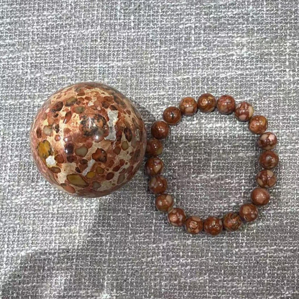 OTH-JJG0621-009 龍宮財寶瓷化手珠10mm(含伊犁珠寶鑑定小證)+財寶球球5cm+底座 (A9)