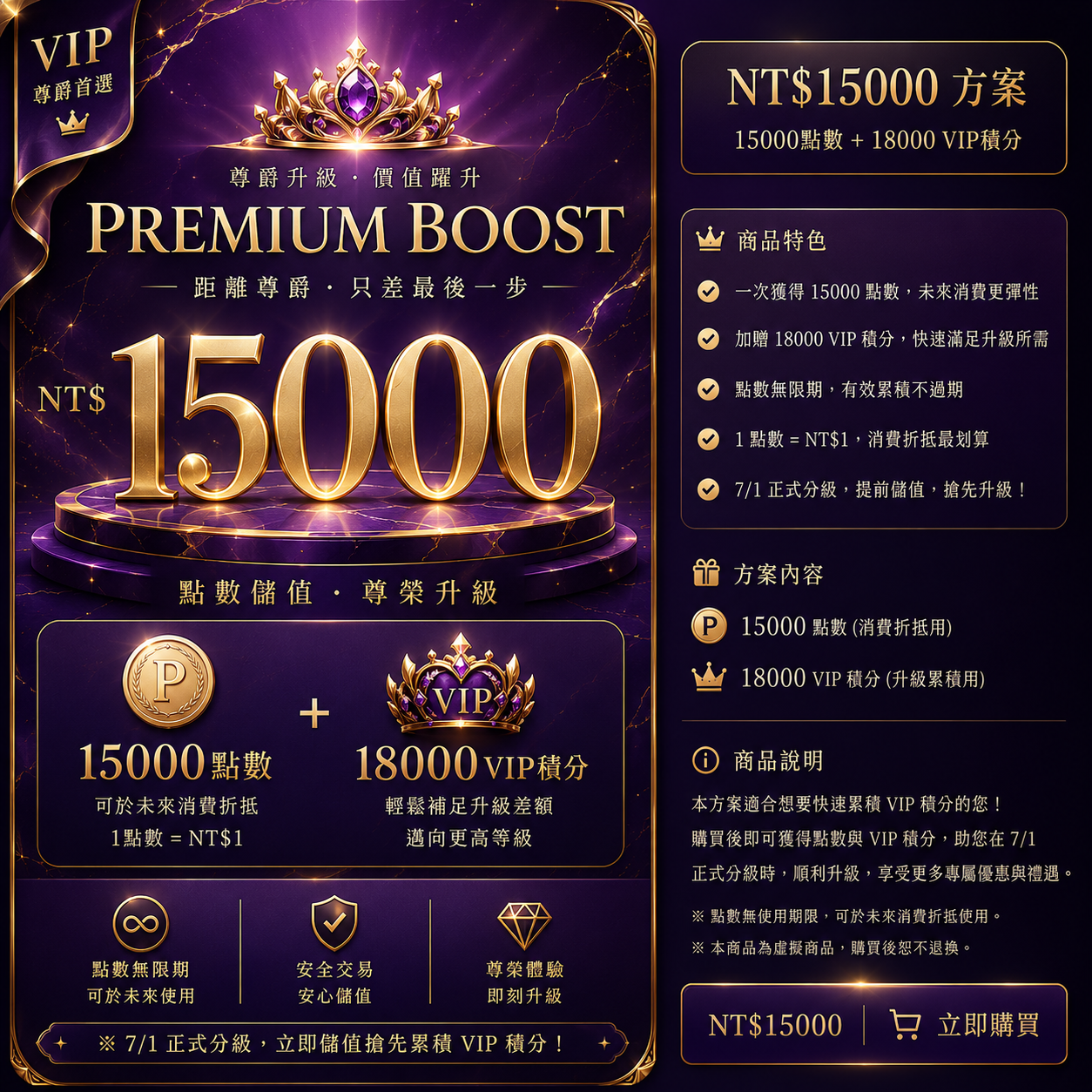 【獲取15000點數＆18000 VIP積分】