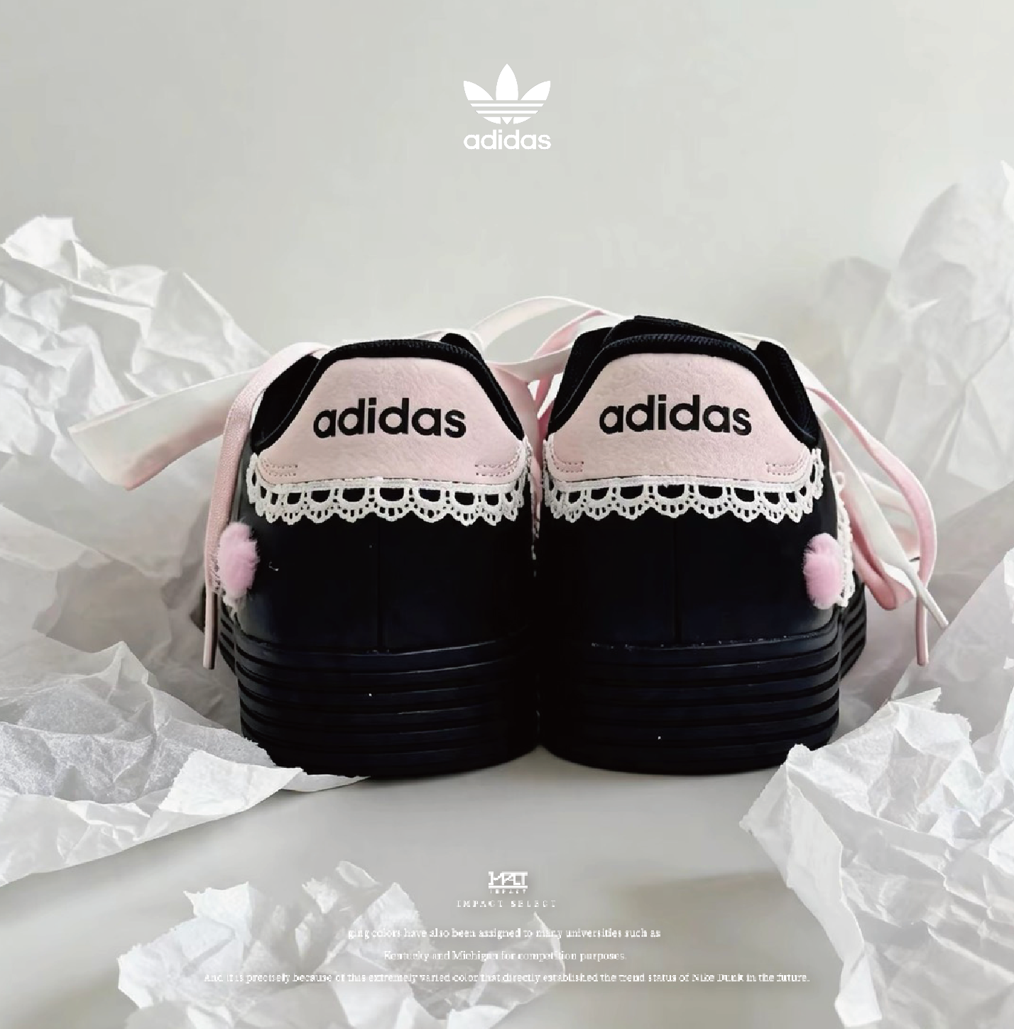 【訂製款】adidas Daily 4.0 暗夜桃心 酷甜 少女 蝴蝶結 黑粉