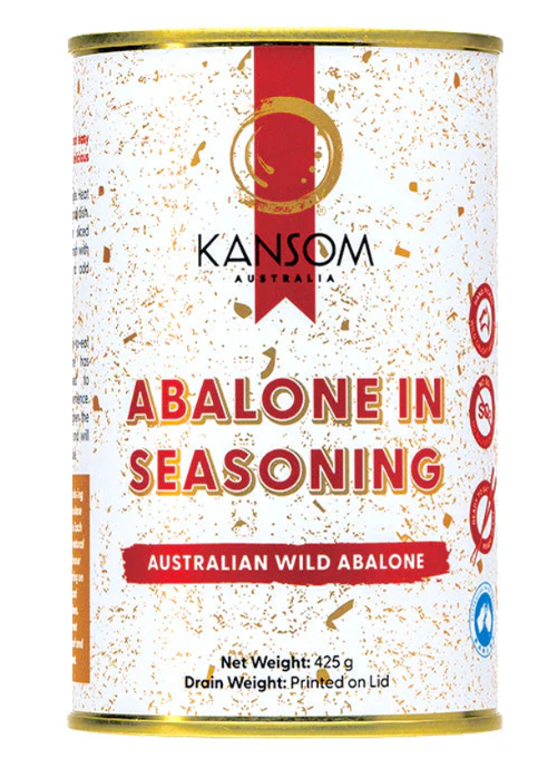 澳洲野生捕獲鮑魚 Kansom Canned Abalone in Seasoning 1P/85g 黑邊鮑汁鮑魚 (白罐: 鮑汁版)