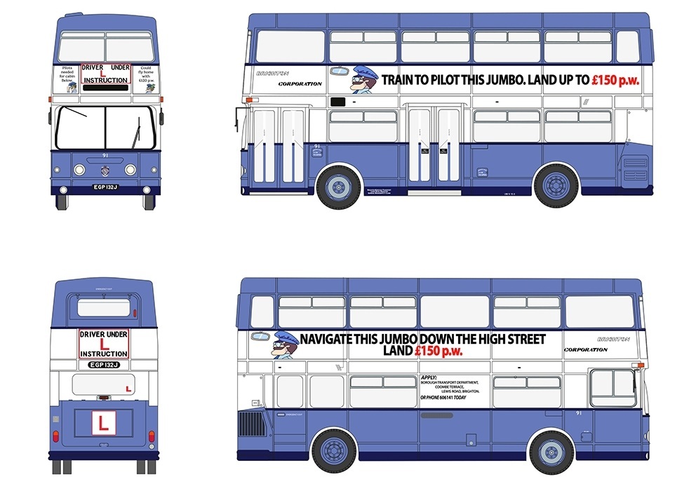 預訂:1/76 EFE Brighton Corporation Daimler Fleetline 91 EGP 132J - Driver Trainer (E43005)