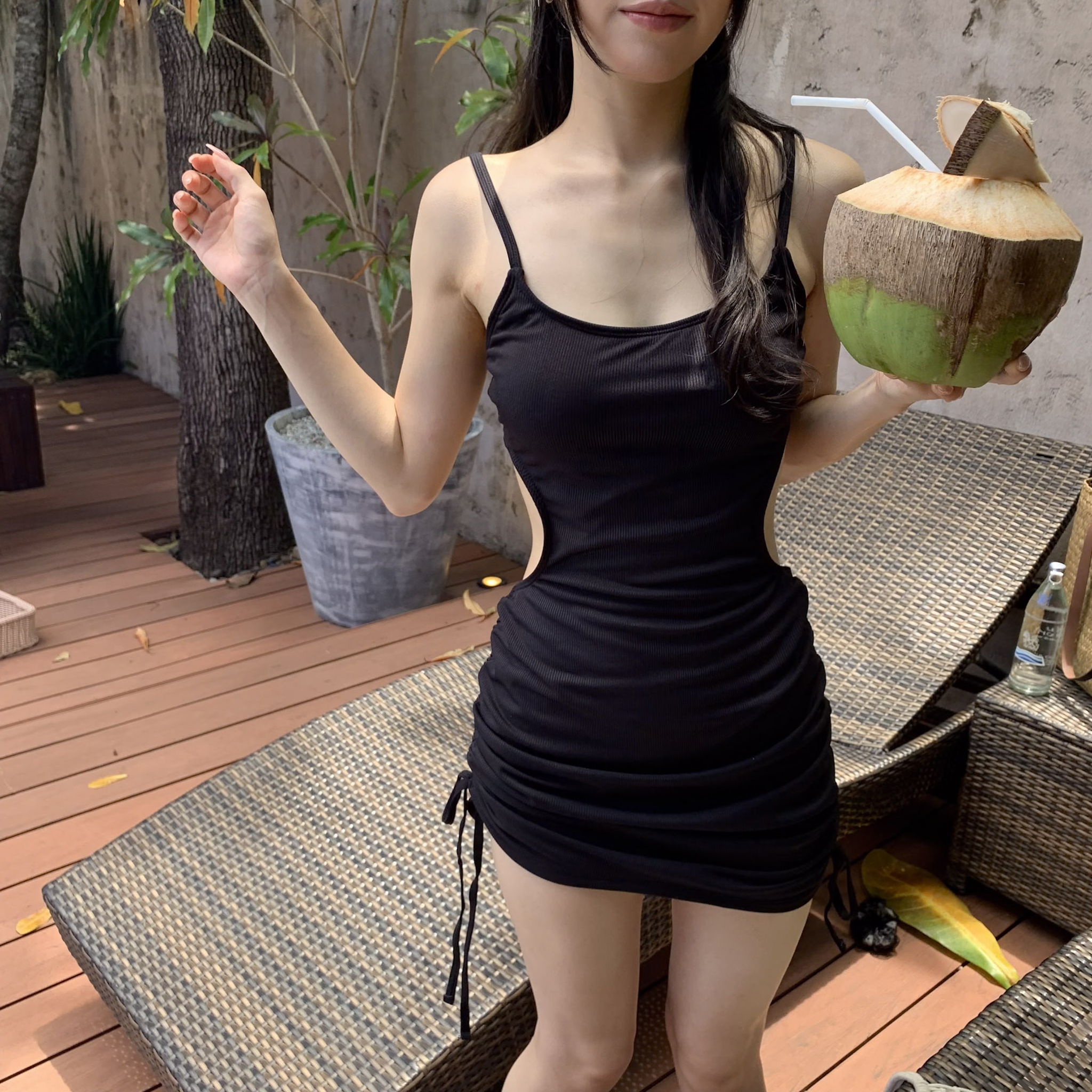 ISA_致命誘惑 腰線point側抽皺美背連身裙泳衣_55095