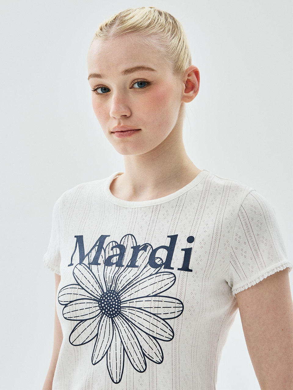 Mardi Mercredi SLIM FIT TOP EYELET FLOWERMARDI