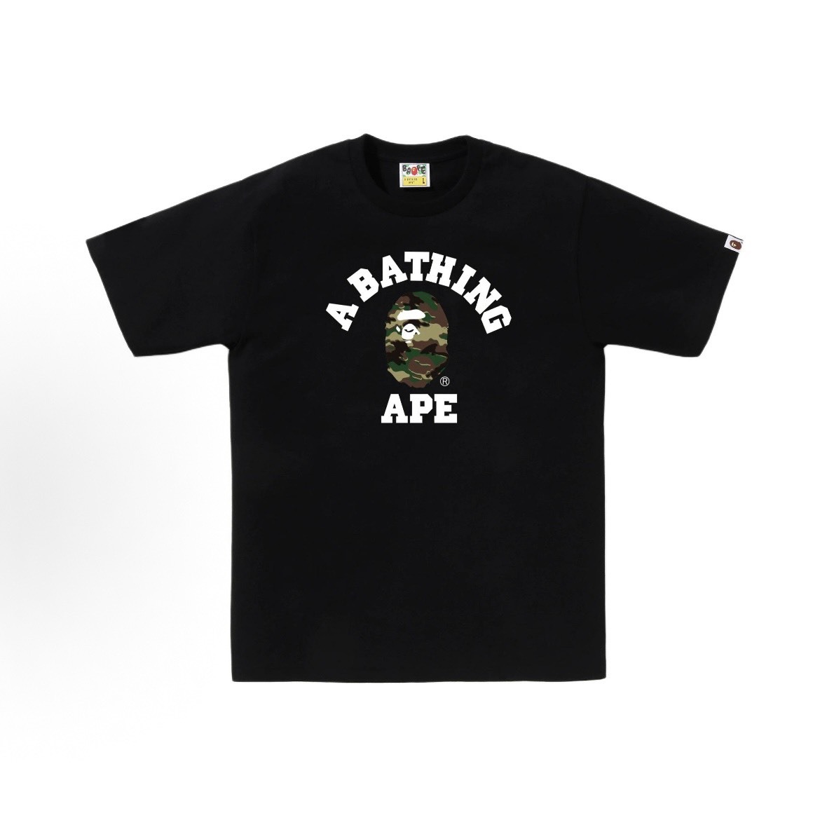 A BATHING APE BAPE GLITCH WOODLAND CAMO COLLEGE TEE 森林迷彩 猿人頭 短Ｔ黑黃迷彩