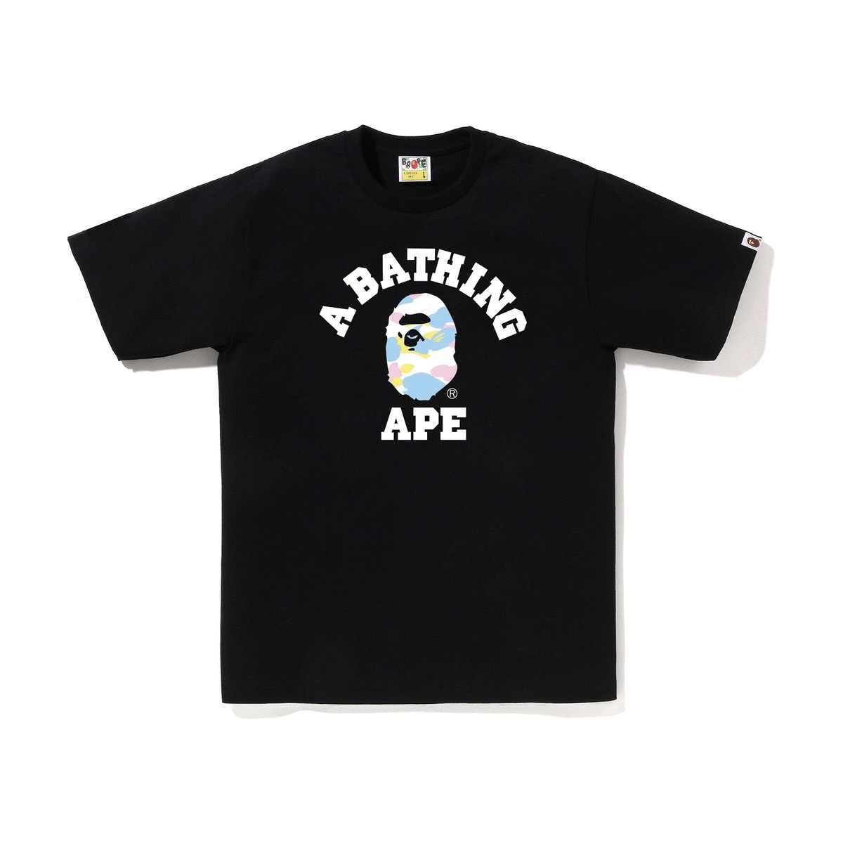 A BATHING APE BAPE NEW MULTI CAMO COLLEGE TEE 糖果 花迷彩 短Ｔ 黑色