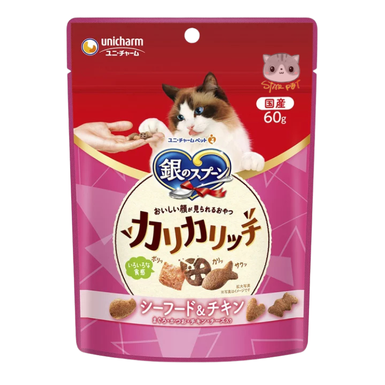 Unicharm 銀匙 海鮮雞肉味貓脆脆餅 60g