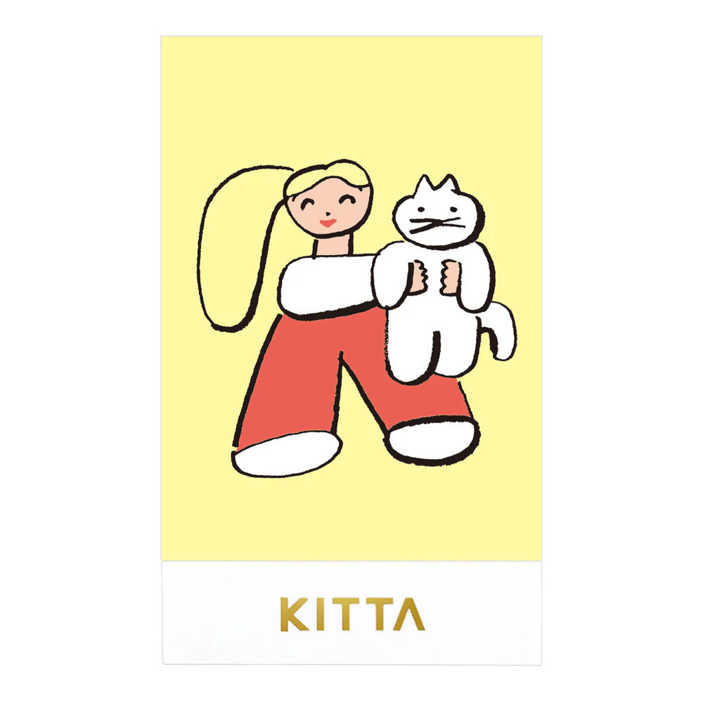 KITTA 隨身攜帶和紙膠帶 CLEAR 透明郵票 和貓咪玩｜KING JIM 日本