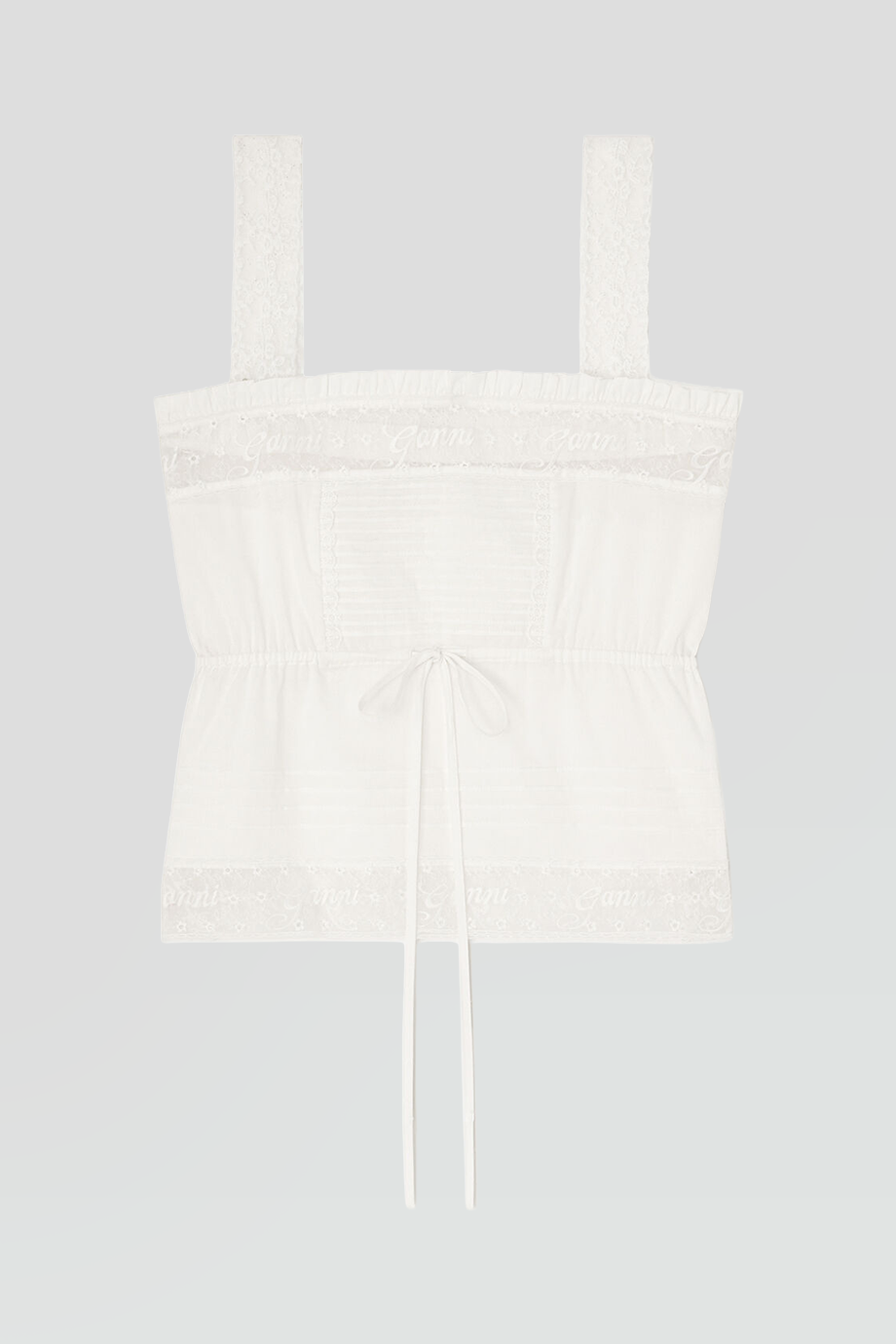 GANNI｜COTTON 蕾絲細肩帶背心