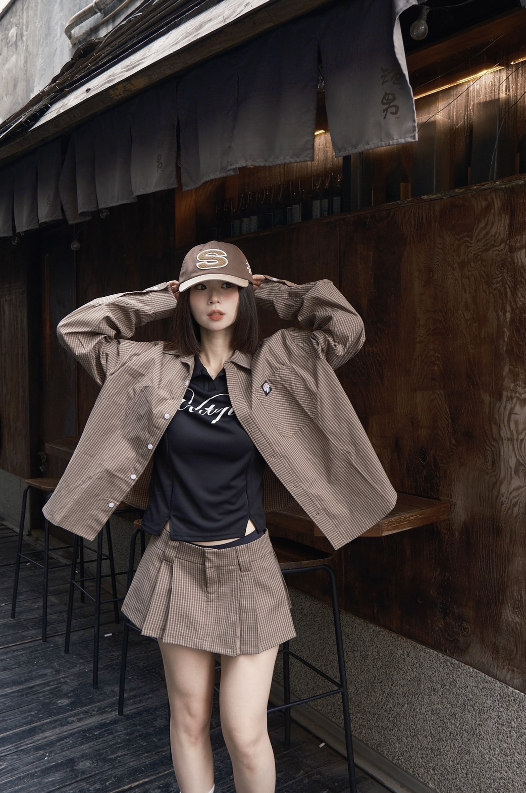 <越南高街品牌推推✨>PUSH PUSH PP Gingham Oversize Shirt 格紋 短版 長袖襯衫