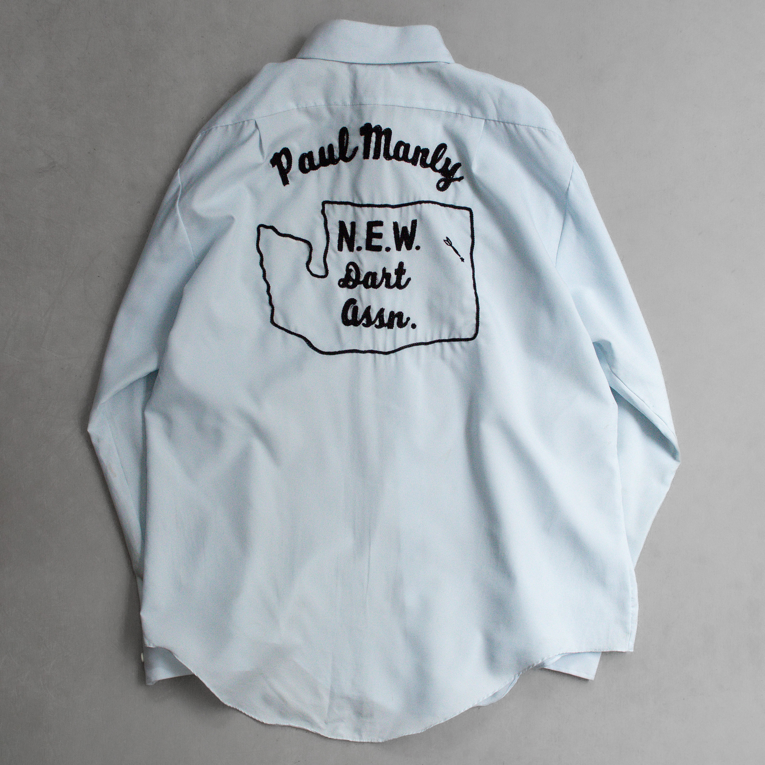 70S JCPENNEY BOWLING SHIRT 美國 淺藍 刺繡 長袖 保齡球 襯衫