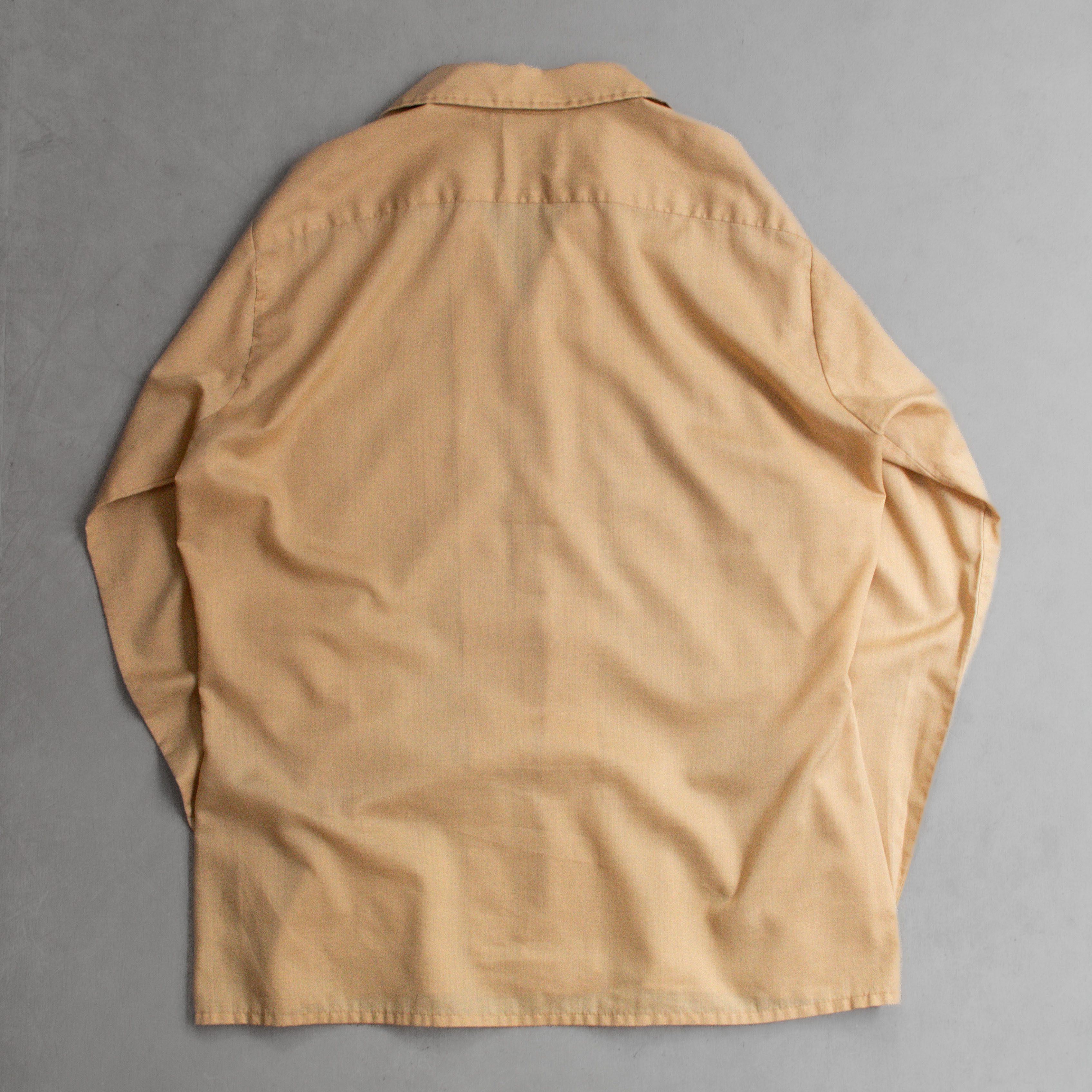 50-60S ARROW OPEN SHIRT 美國製 卡其 素面 開領 長袖 襯衫
