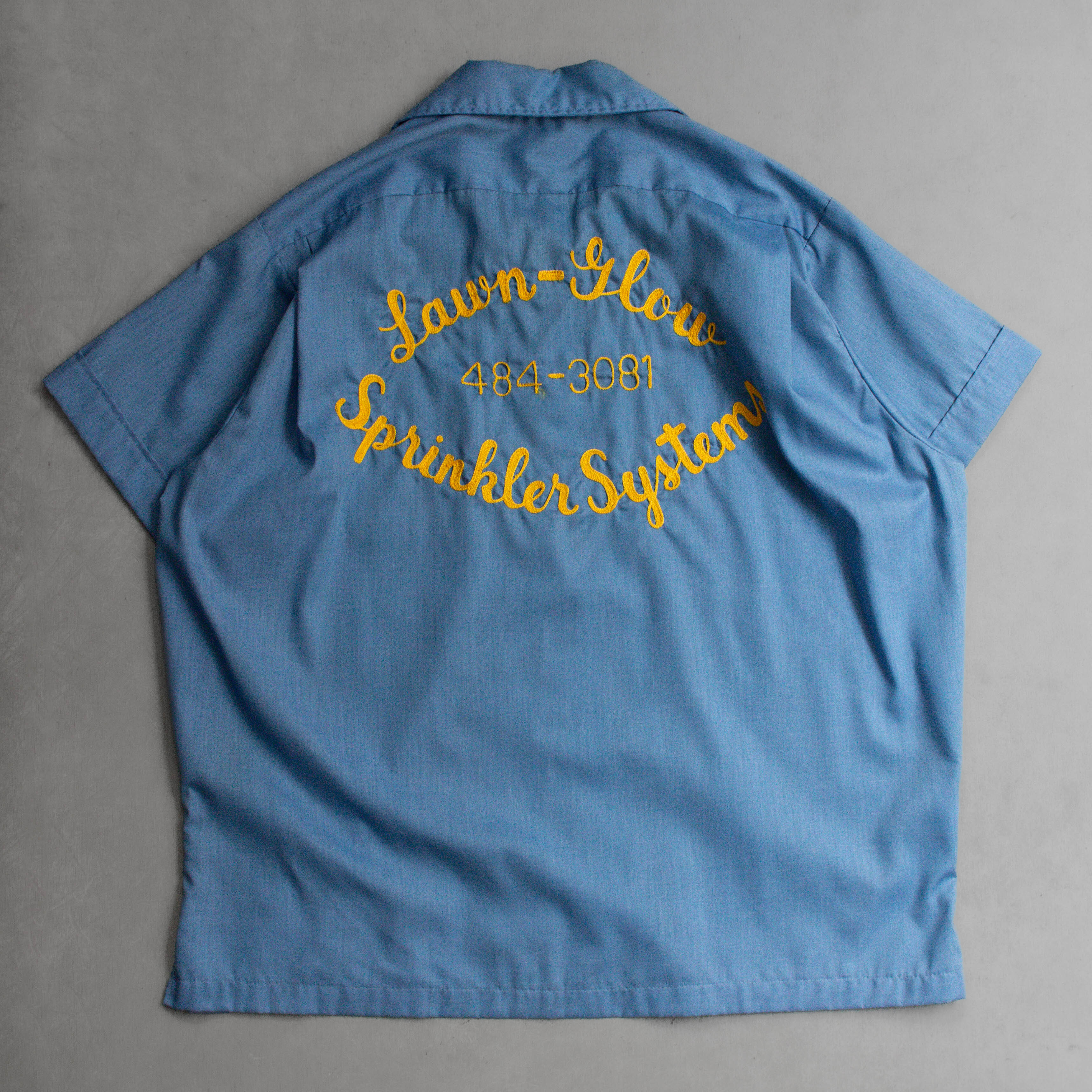 70S DUNBROOKE BOWLING SHIRT 美國製  淺藍 刺繡 短袖 保齡球 襯衫