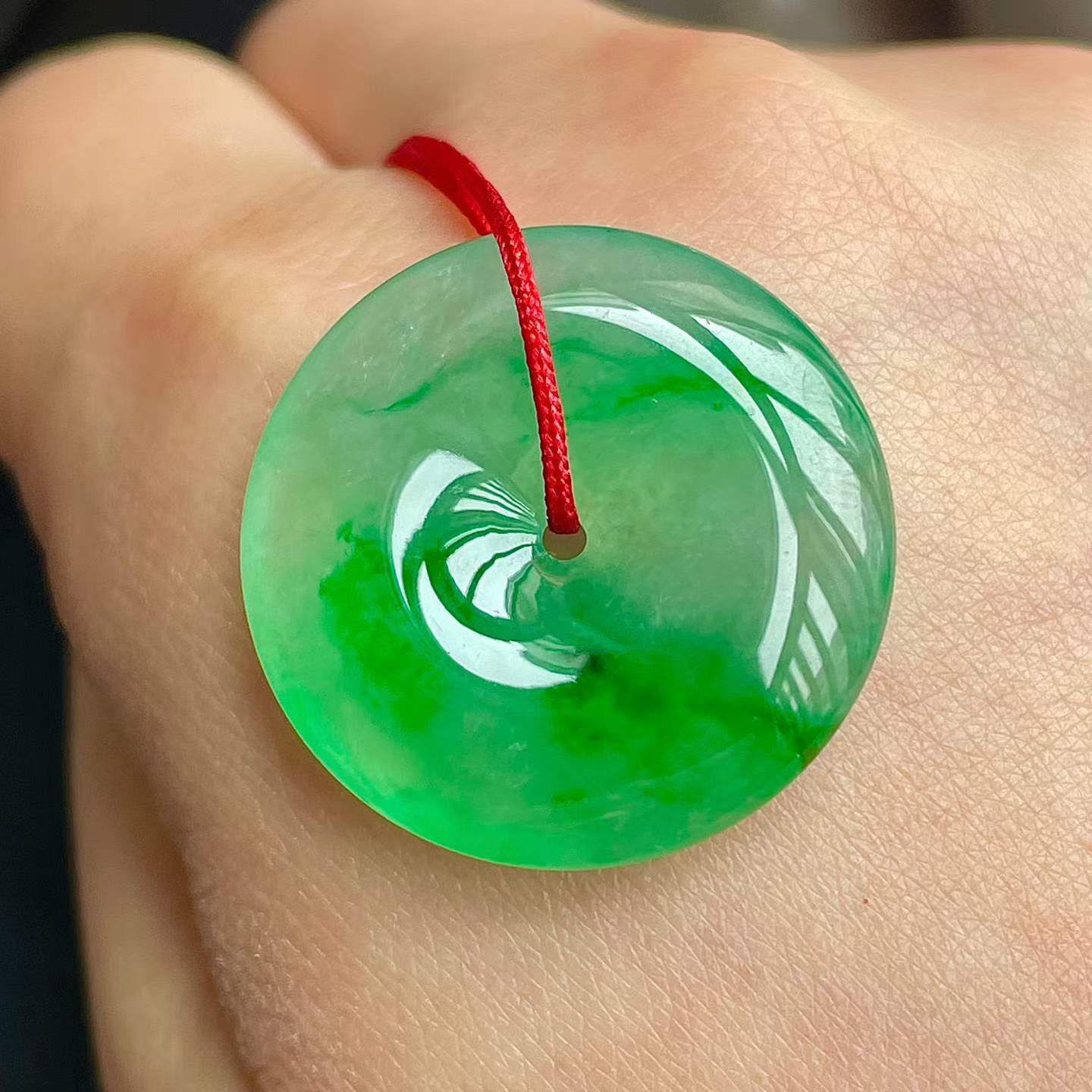 翡翠緬料冰陽綠平安扣 (24.2mm直徑),天然翡翠A玉, 緬甸玉, Jade, Jadeite