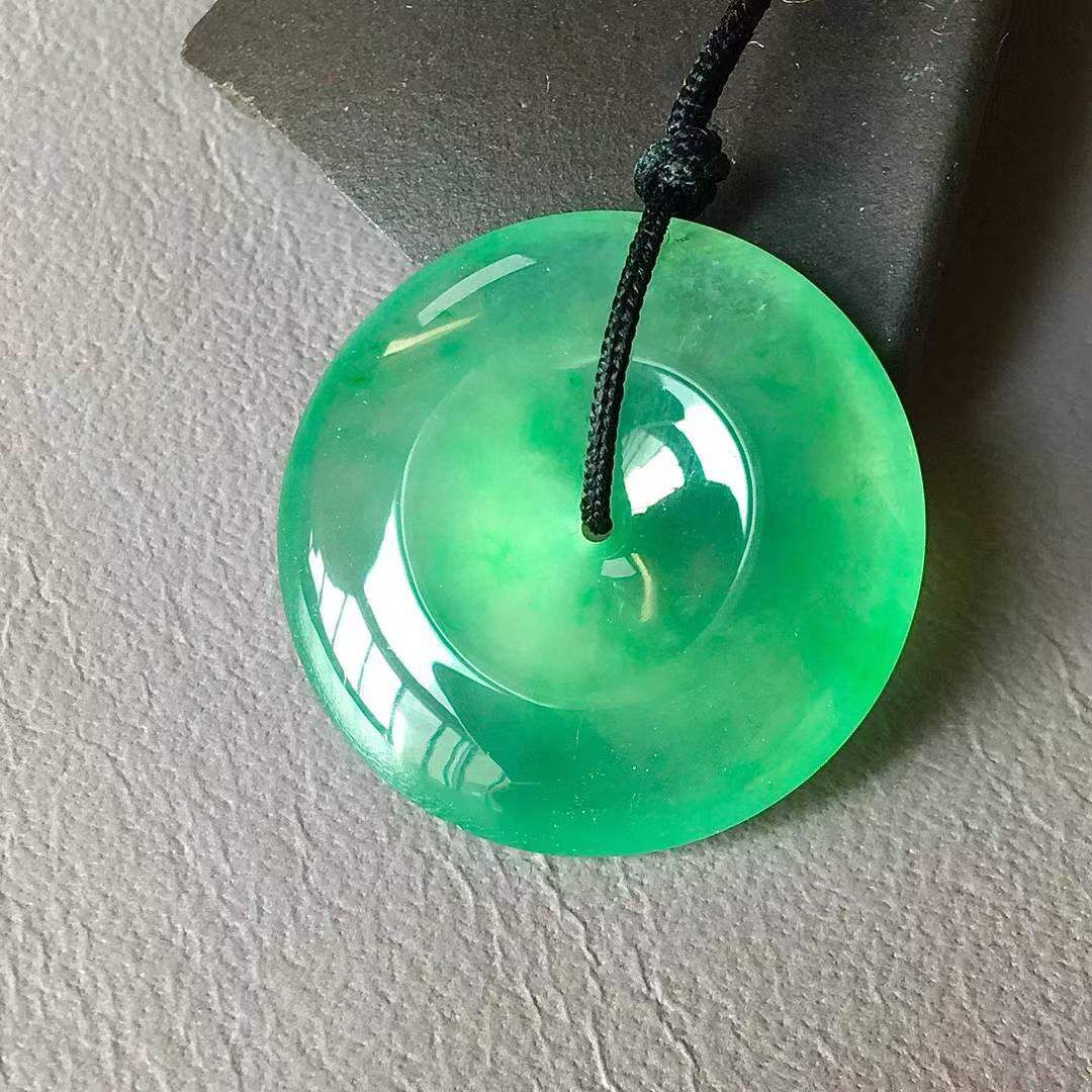 翡翠緬料冰種陽綠平安扣 (19.7mm直徑),天然翡翠A玉, 緬甸玉, Jade, Jadeite
