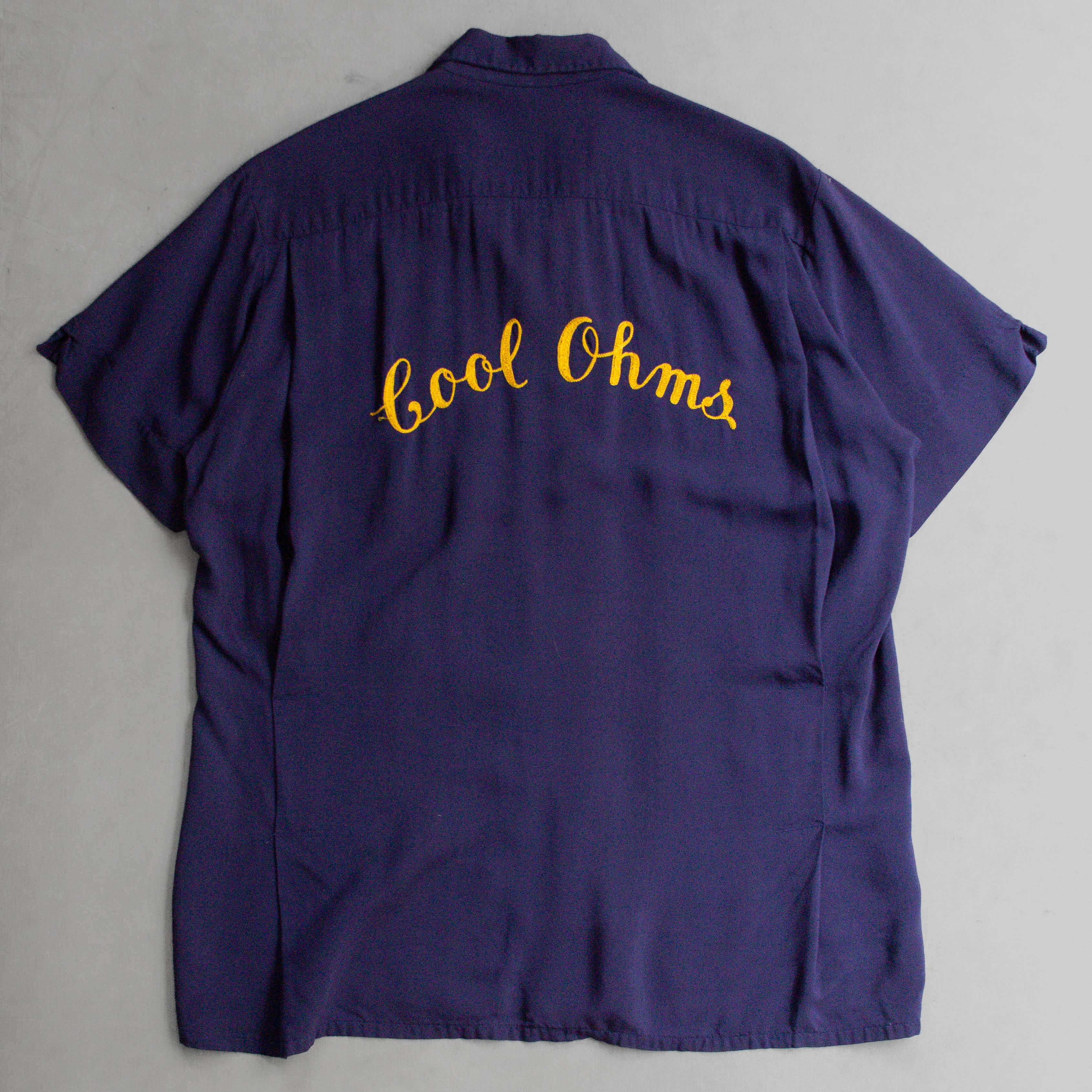 50S LANE MATE RAYON BOWLING SHIRT 美國製 深藍 刺繡 短袖 保齡球襯衫