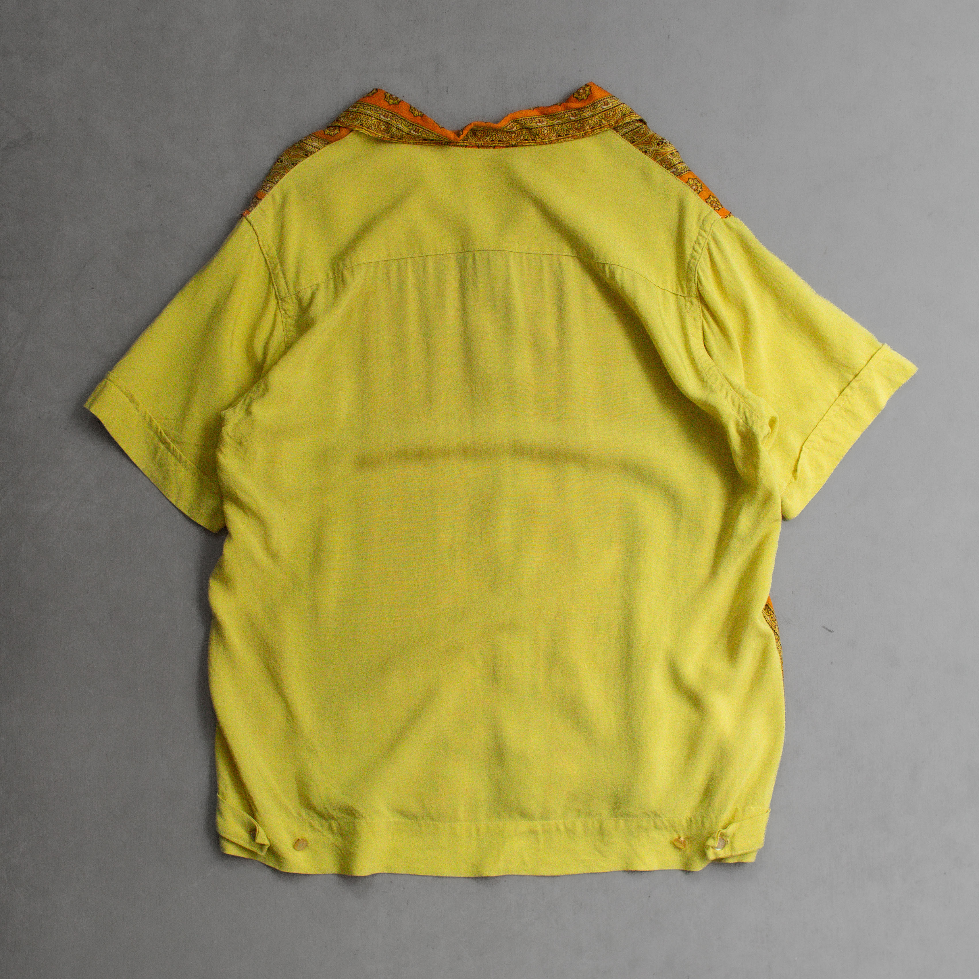VINTAGE RAYON HAWAII SHIRT 美國 黃色 變形蟲 嫘縈 開領 夏威夷 襯衫