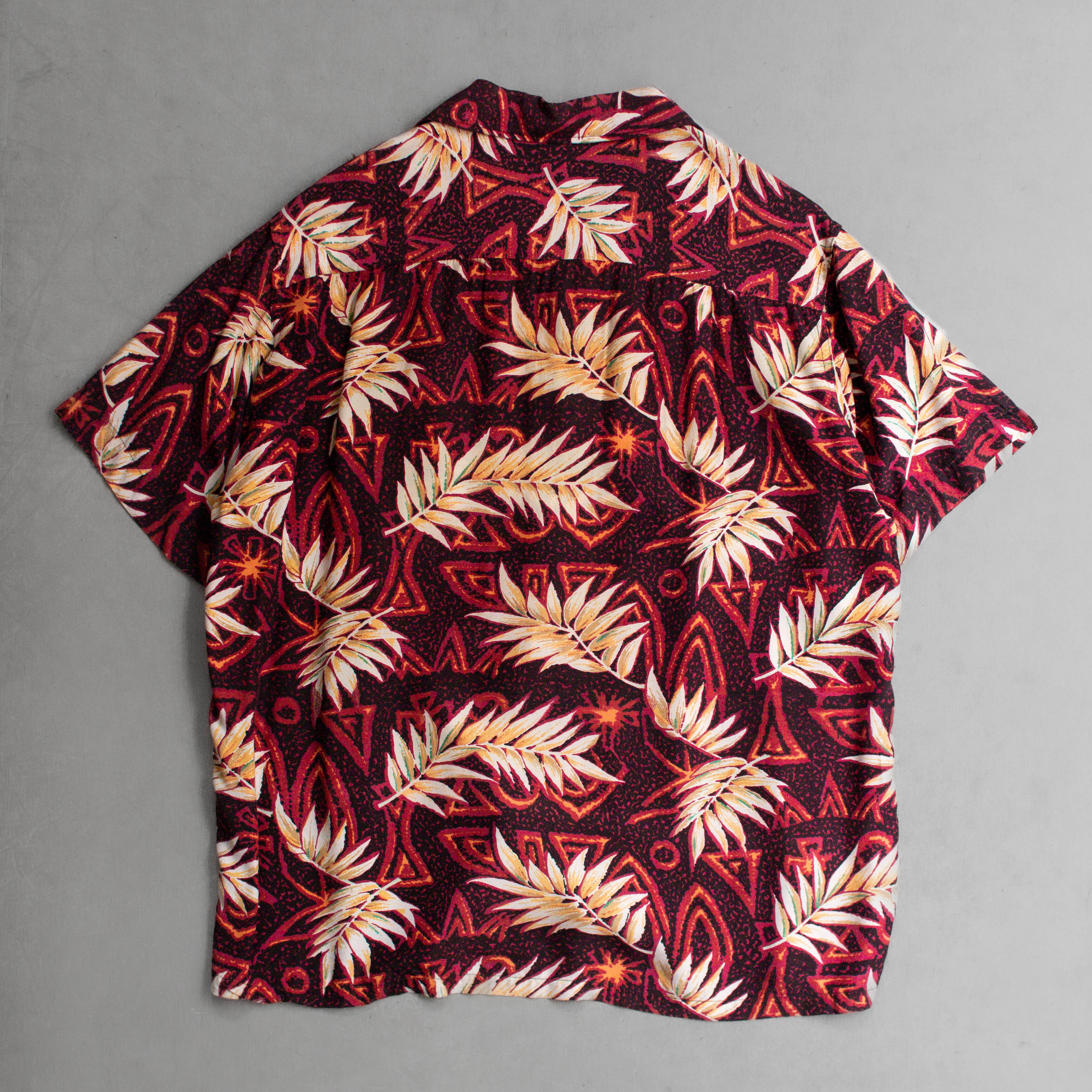 60S RAYON HAWAII SHIRT 美國 紅色 印花 嫘縈 開領 夏威夷 襯衫