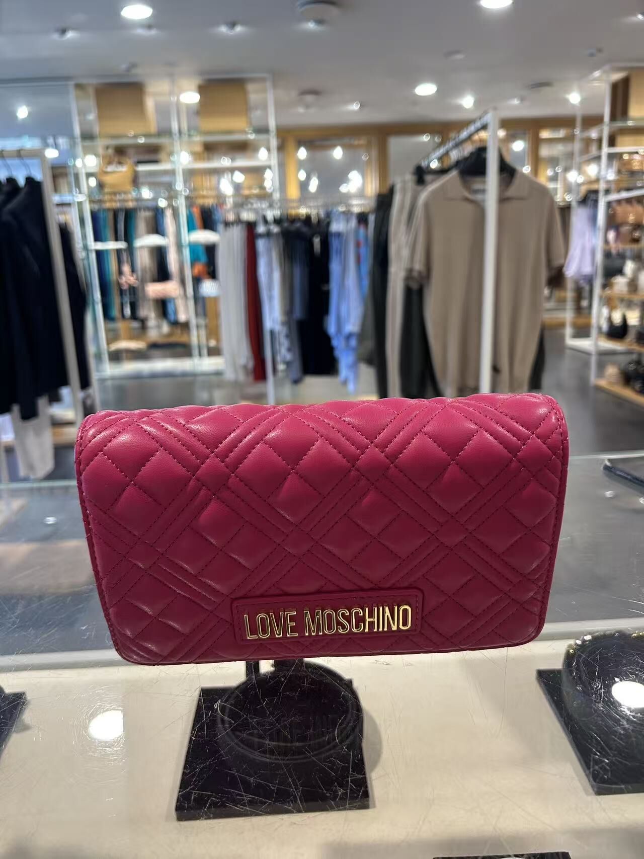 LYS01960 Love Moschino 菱格Woc 桃紅色