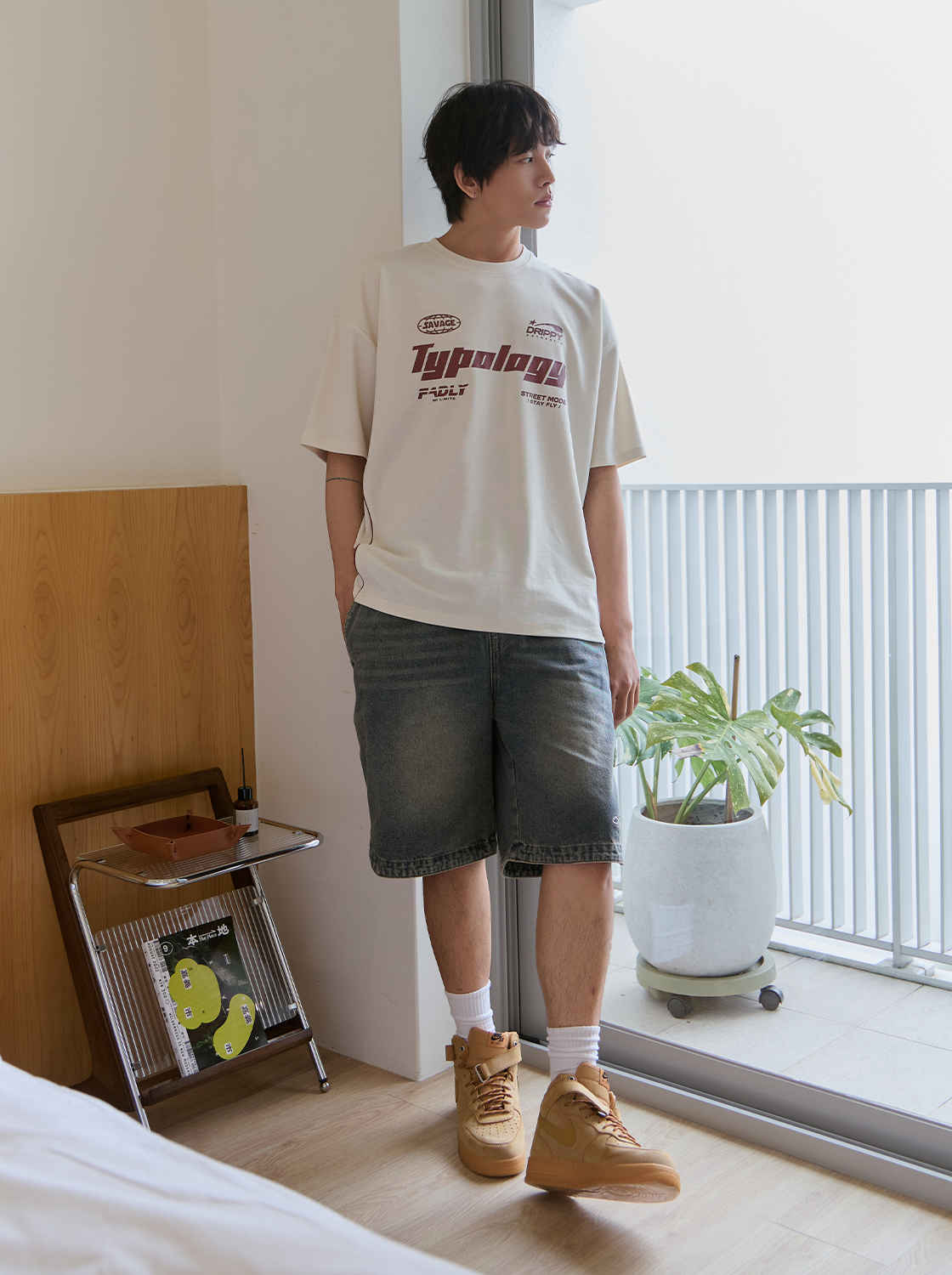 復古印花透氣短TEE