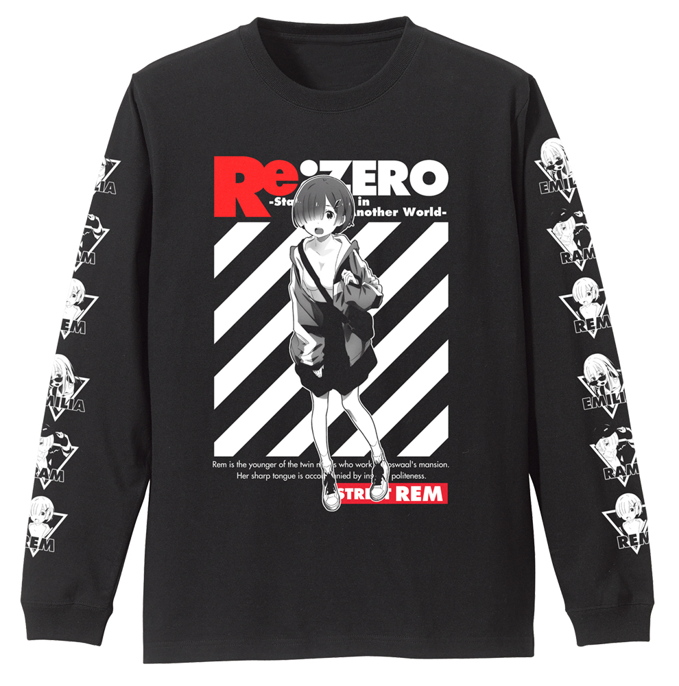 ﾚﾑ 袖ﾘﾌﾞﾛﾝｸﾞｽﾘｰﾌﾞTｼｬﾂ ｽﾄﾘｰﾄﾌｧｯｼｮﾝVer./BLACK COSPA 070626