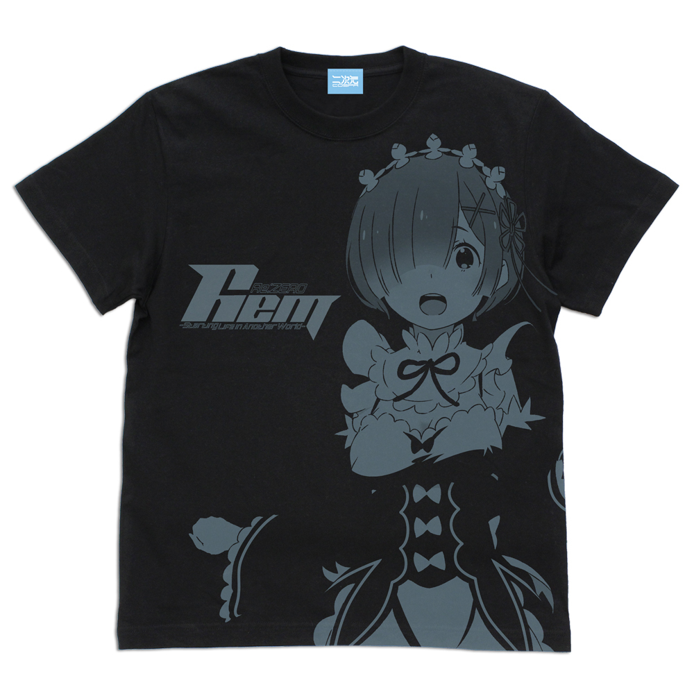 ﾚﾑ ｵｰﾙﾌﾟﾘﾝﾄTｼｬﾂ/BLACK COSPA 070626