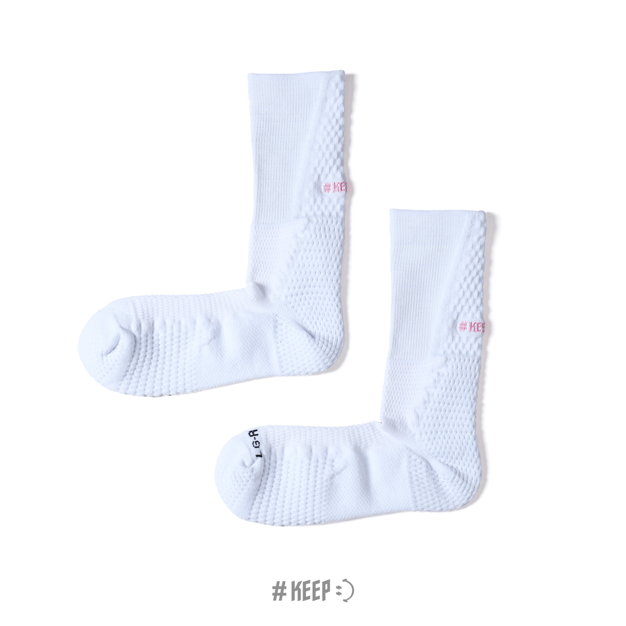 #KEEP ADV PERFORMANCE KNIT BASKETBALL SOCKS 編織籃球襪 乳癌 白螢光黃 白粉 白黑 刺繡 厚底 緩震 運動 長襪 直角襪 籃球襪【KS356】