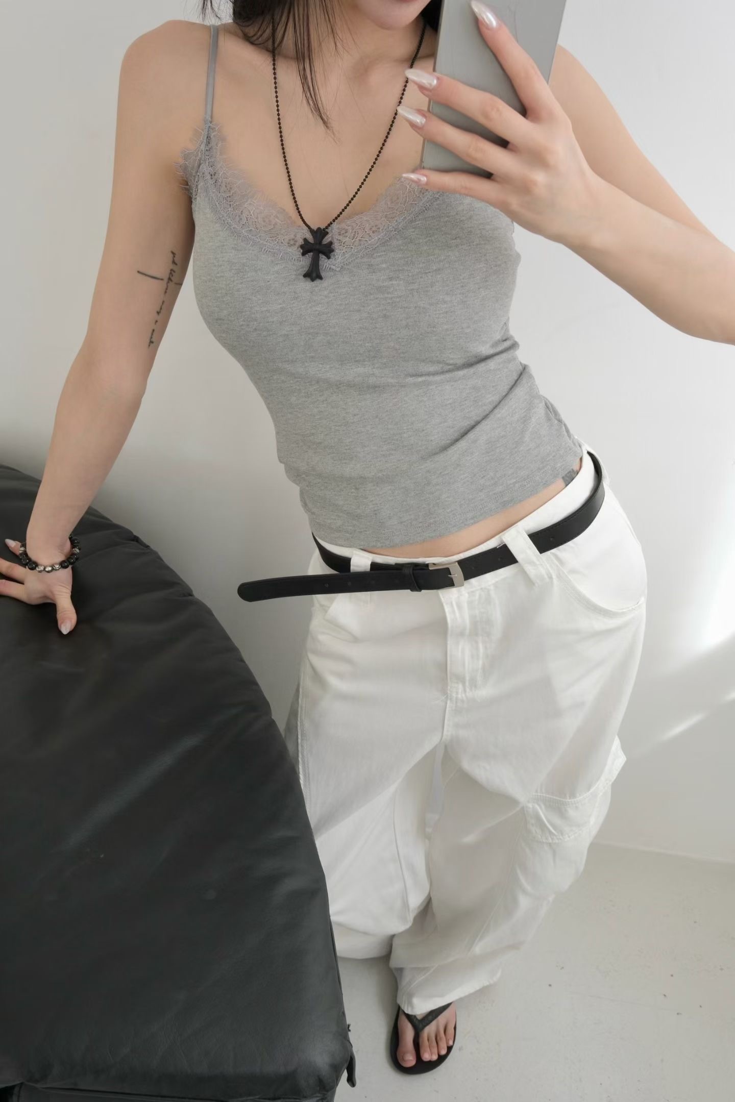 睫毛蕾絲細肩帶bra top(五色)