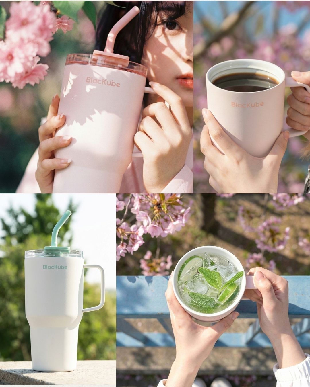 BLACKUBE 陶瓷雙飲吸管杯 Tumbler 800ml - 豆乳白 (Tritan吸管)
