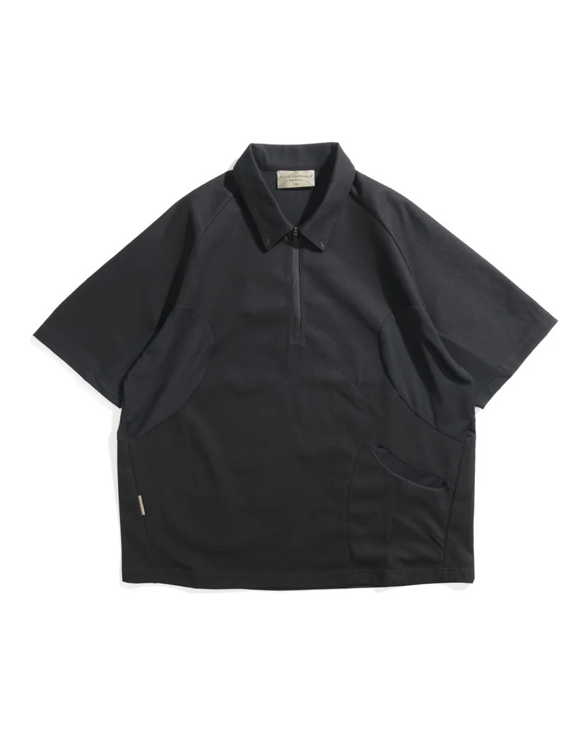 Octo Gambol Discrete Signal Zip Polo - Black | S26-C1-T2